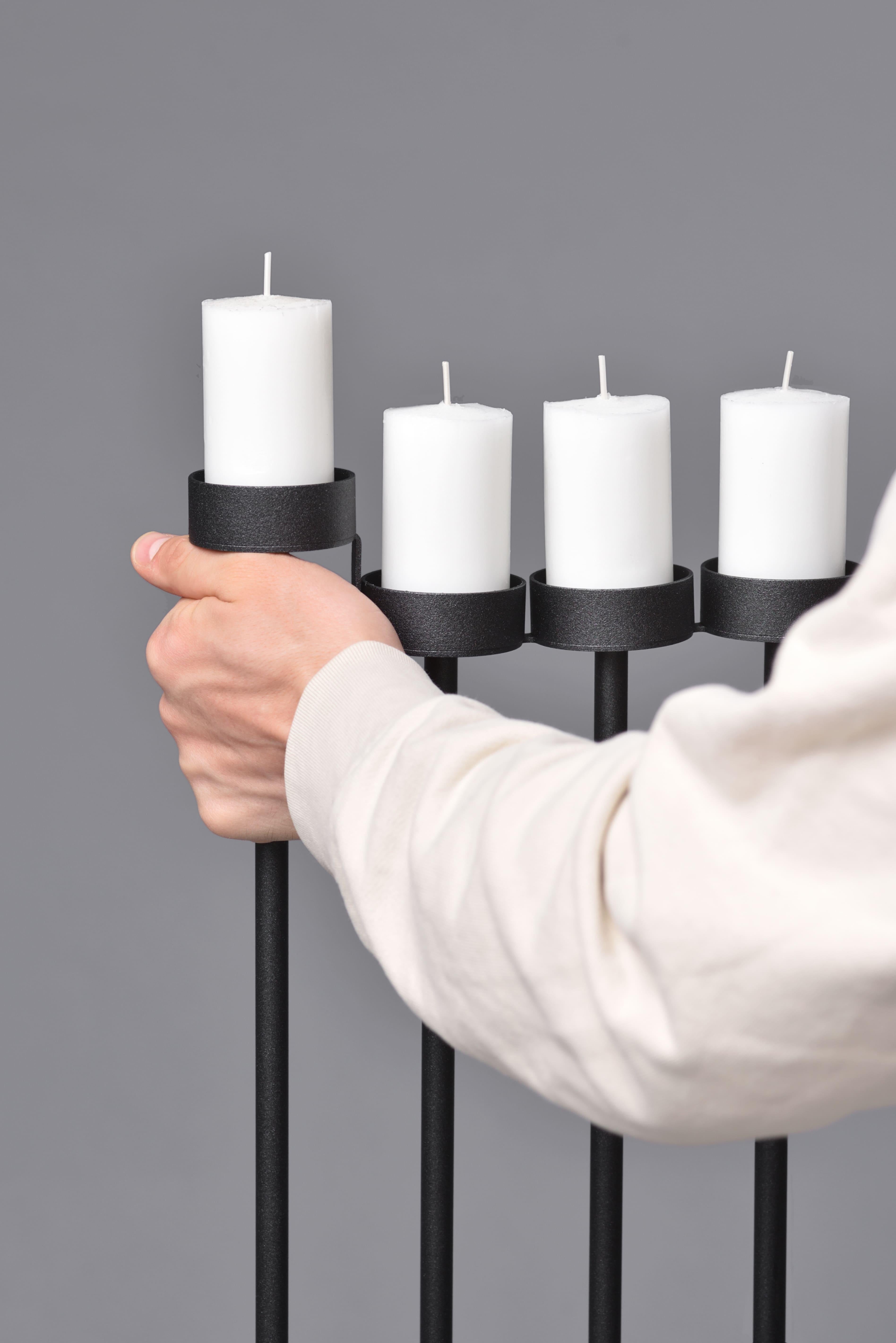 Modern PARALLEL candleholder 130сm, minimalistic Hanukkah menorah by Ivan Voitovych For Sale