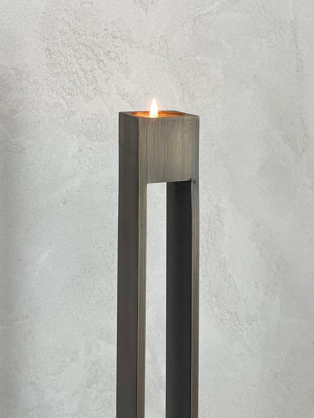 Brass Parallel Stem Candle Pedestal  - 56.5