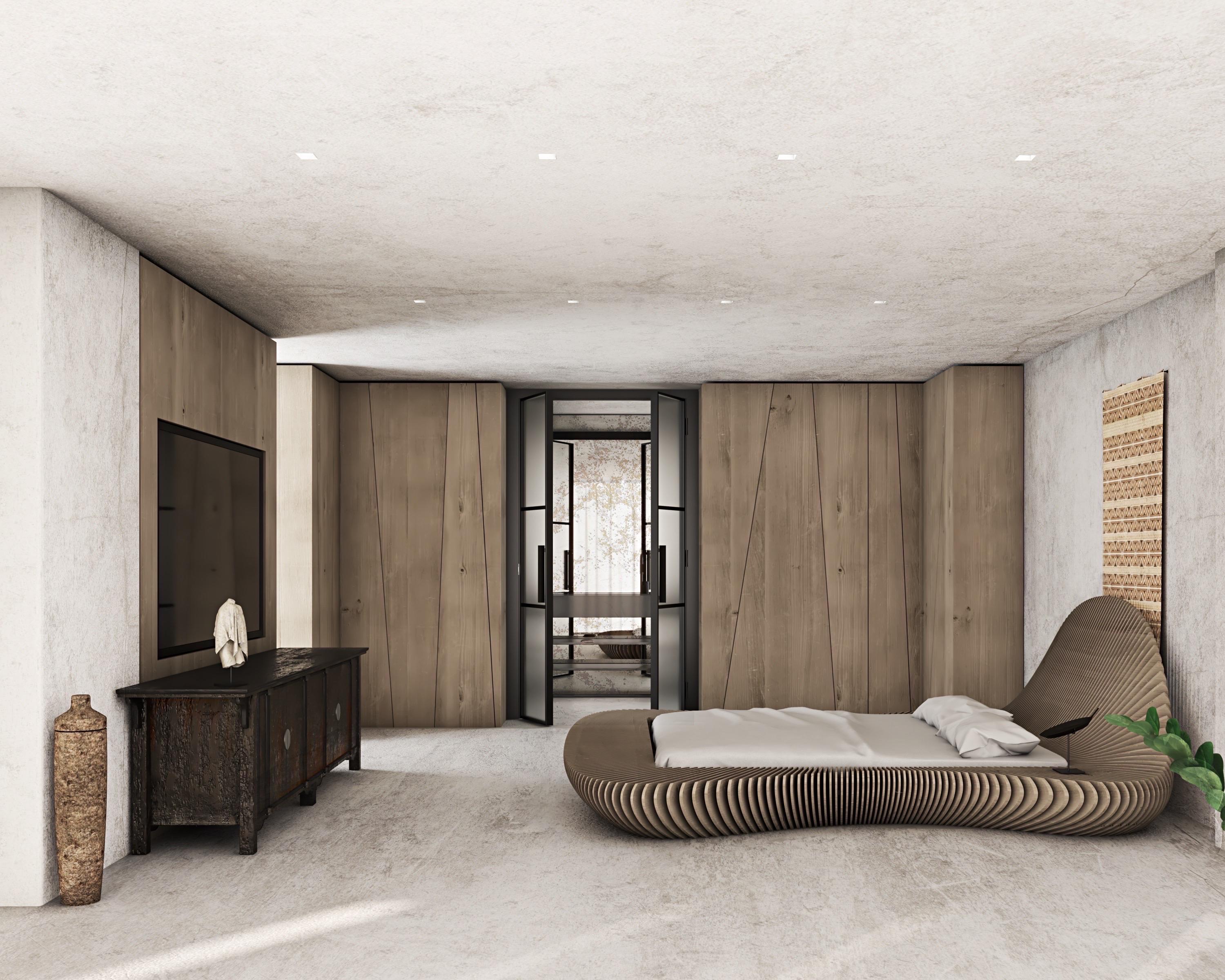 Parametric Bed in Sustainable Teak Wood – Inspired by Japanese Minimalism In New Condition For Sale In Coral Gables, FL