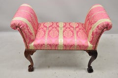 Paramount Antiques Inc Chippendale Mahogany Ball and Claw Pink Upholstered Bench