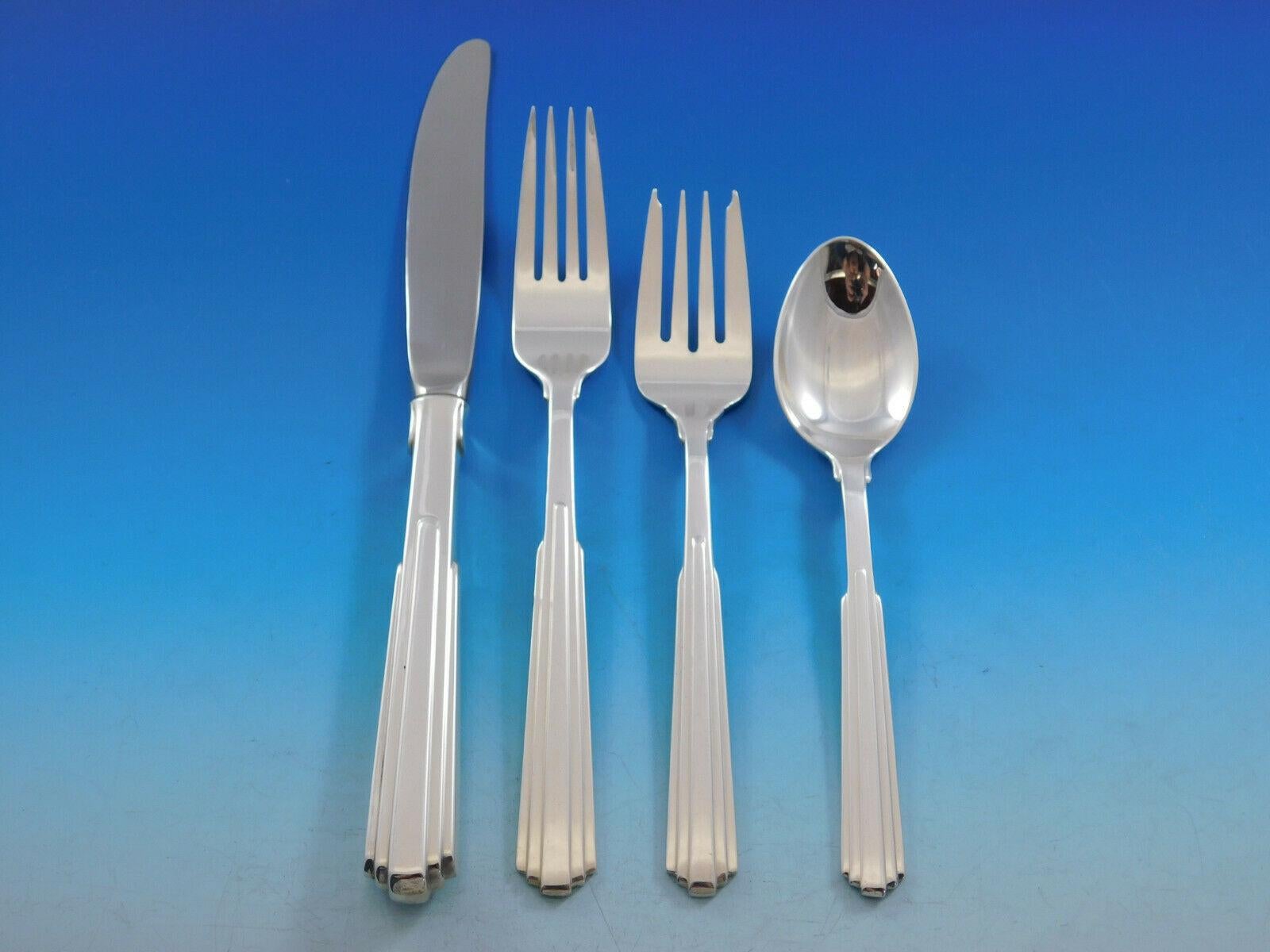 20th Century Paramount by Kirk Sterling Silver Flatware Set for 12 Service 64 Pieces Modern For Sale