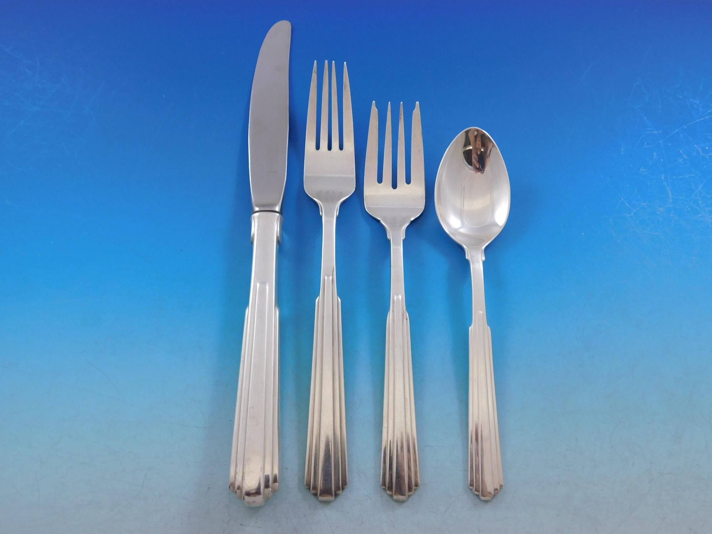 Mid-Century Modern Paramount by Kirk Sterling Silver Flatware Set for 8 Service 55 Pieces Modern For Sale