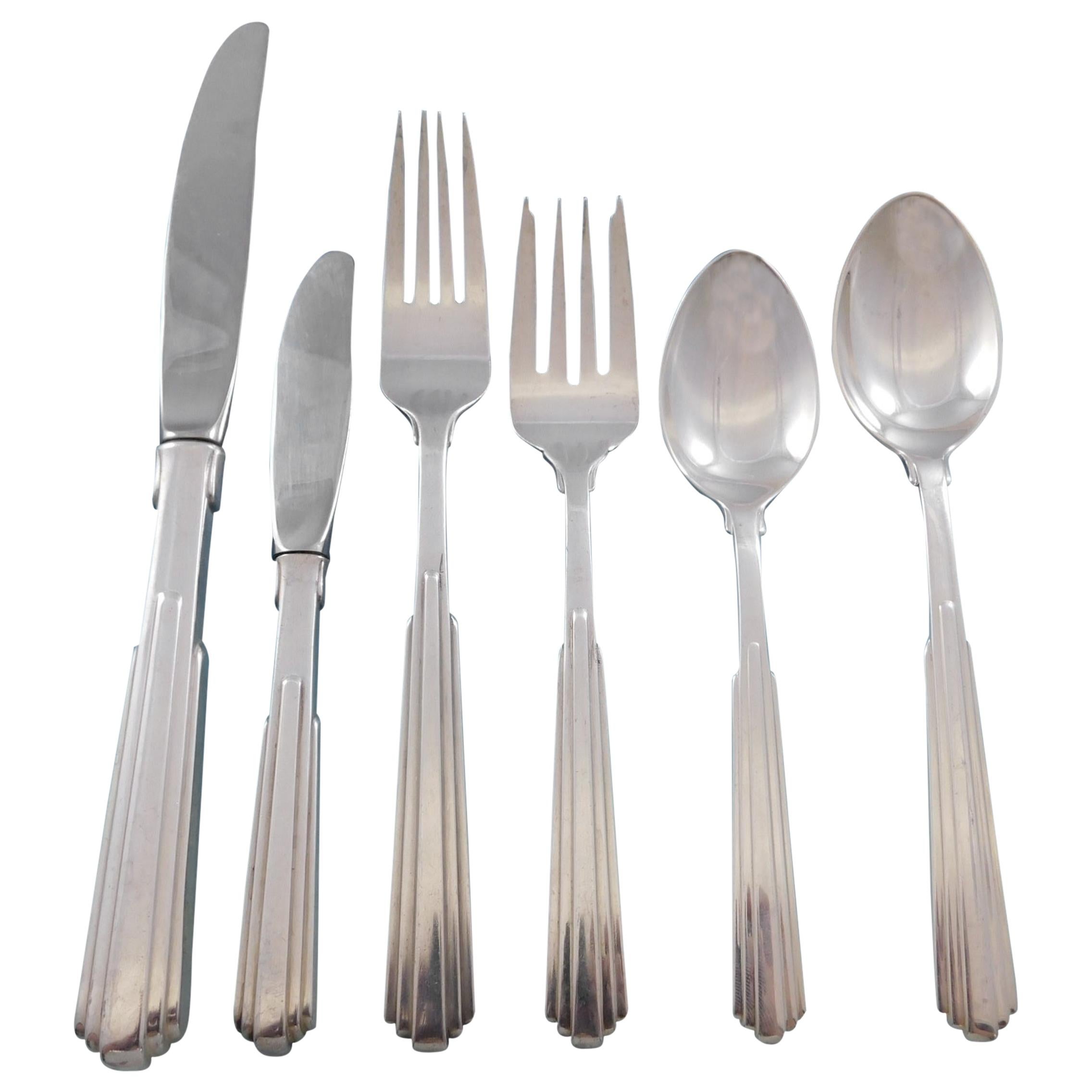 Paramount by Kirk Sterling Silver Flatware Set for 8 Service 55 Pieces Modern For Sale