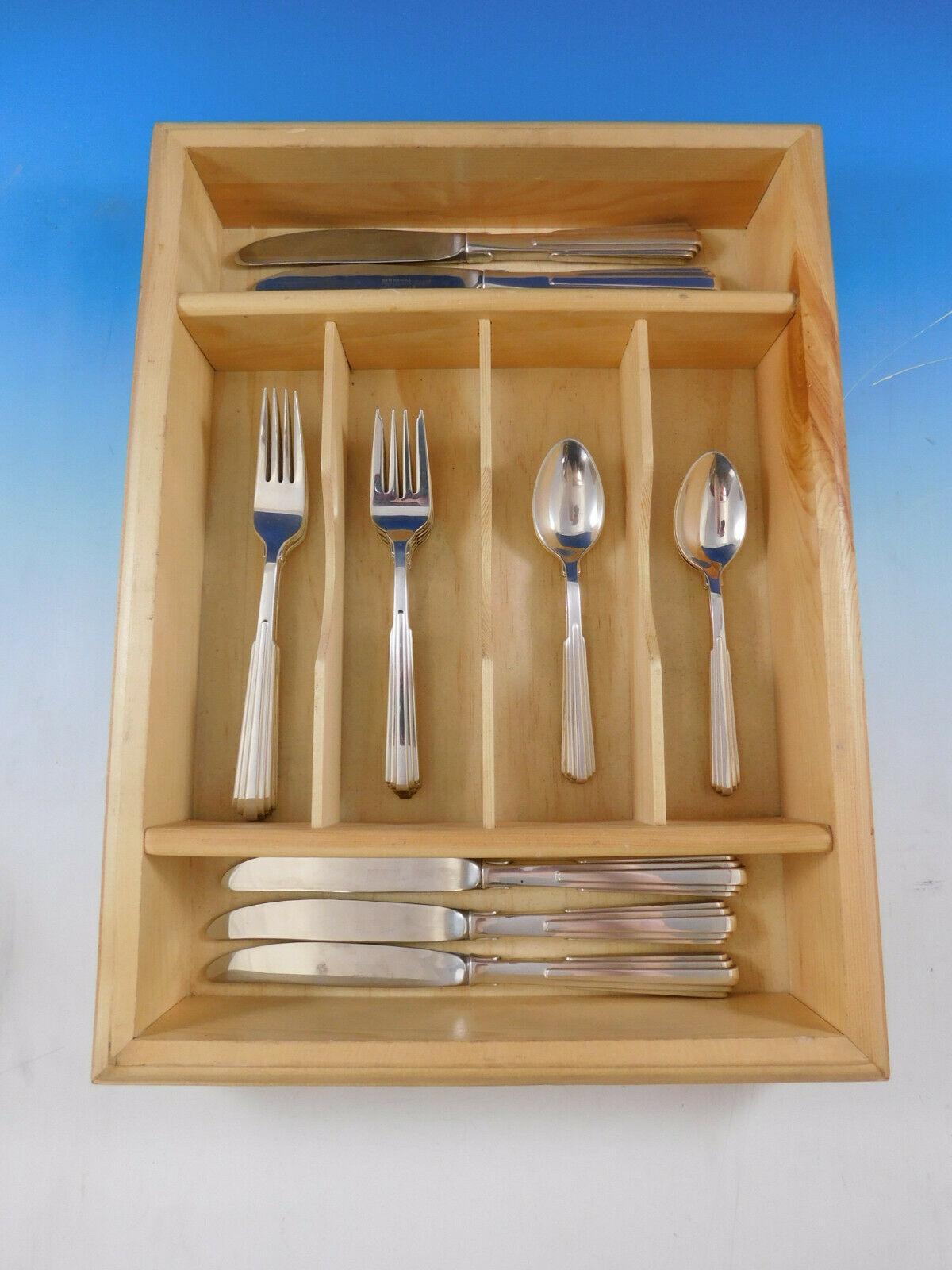 Paramount by Kirk Sterling Silver Flatware Set Service 24 Pieces Modern In Excellent Condition In Big Bend, WI