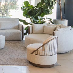 Paranoa Upholstered Armchair, Graphite and Beige Fabric