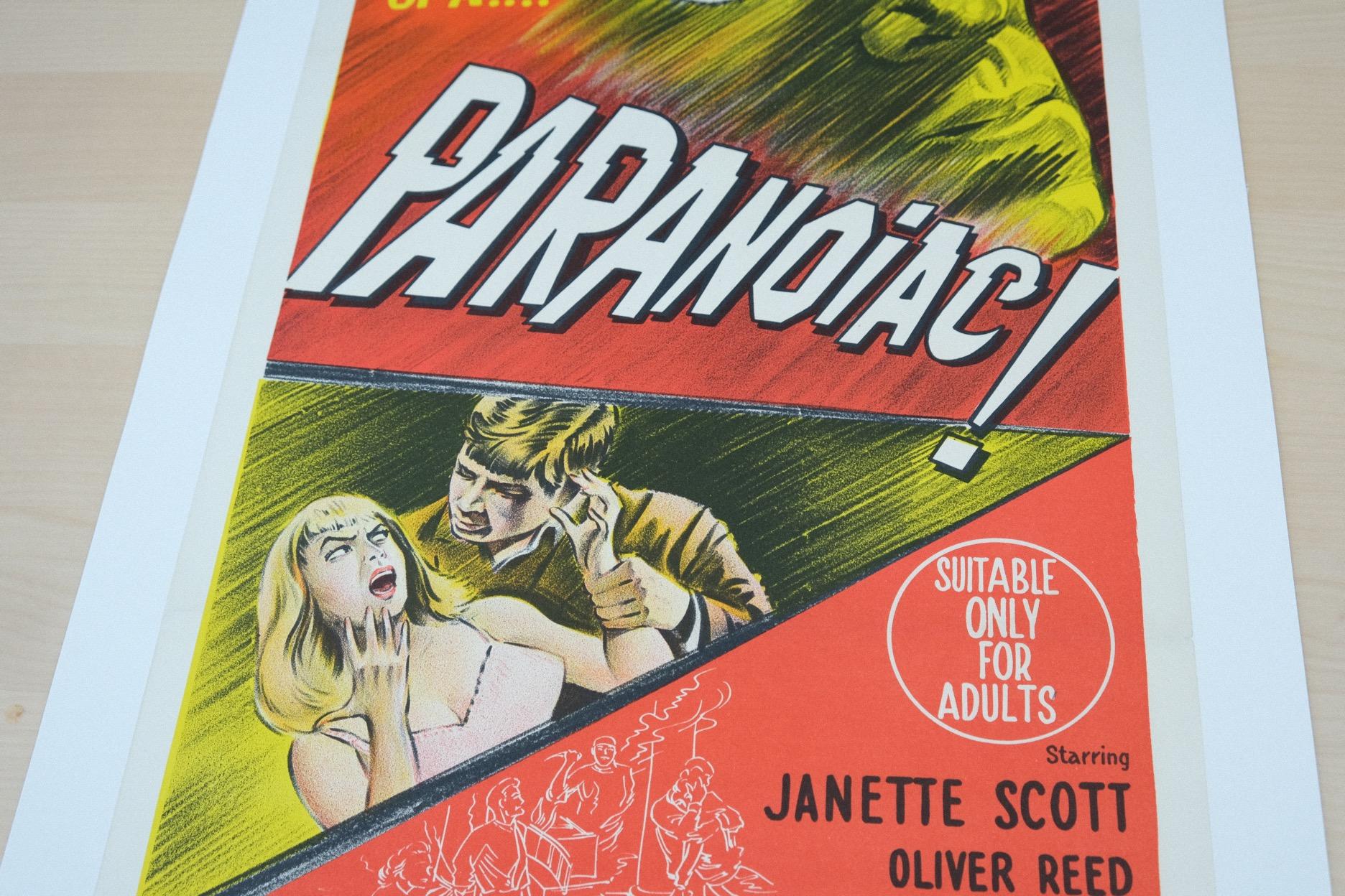 Mid-Century Modern Paranoiac '1963' Original Vintage Poster Linen Backed For Sale