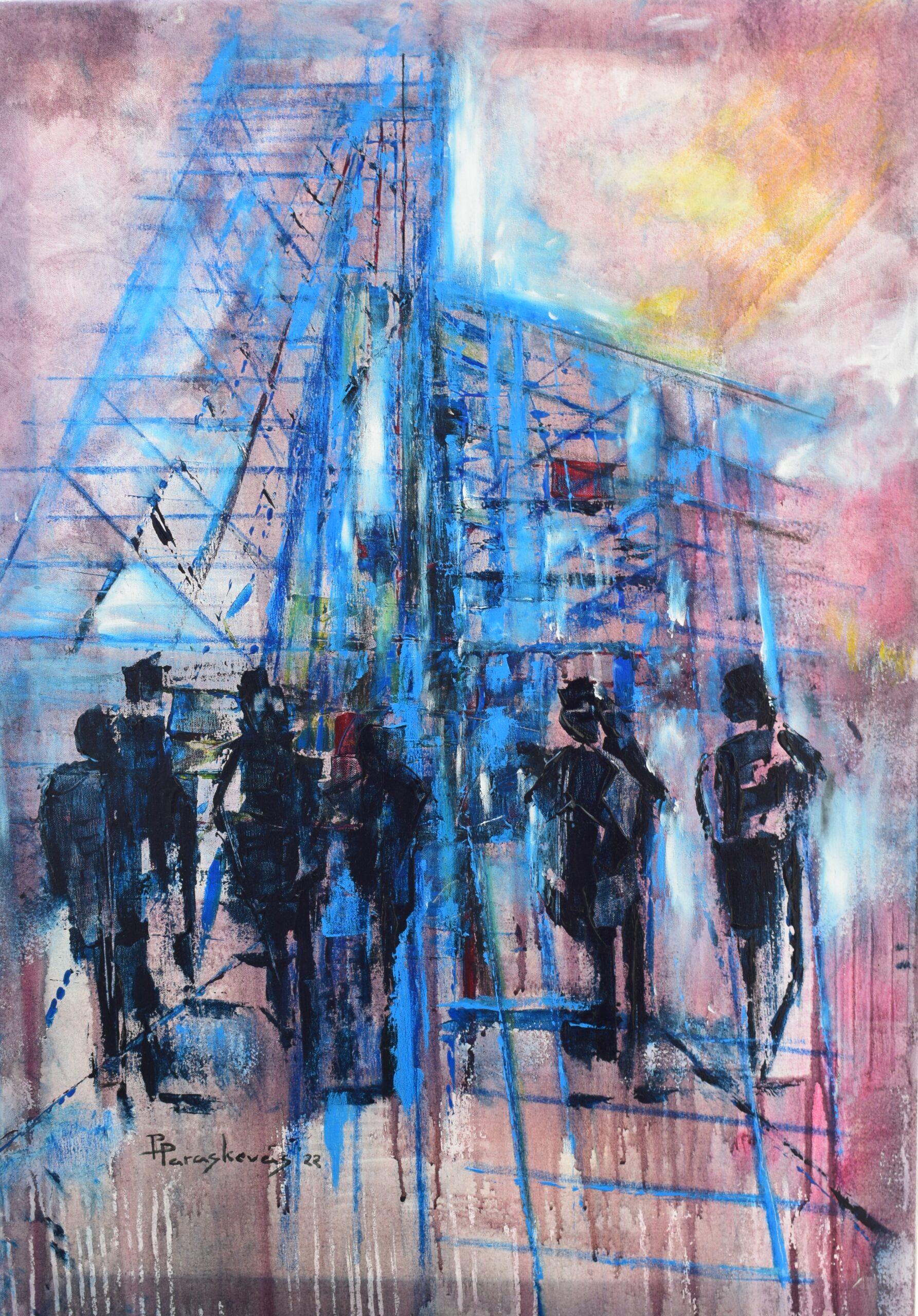 LIFE IN THE CITY - Painting by PARASKEVAS PAPADOPOULOS