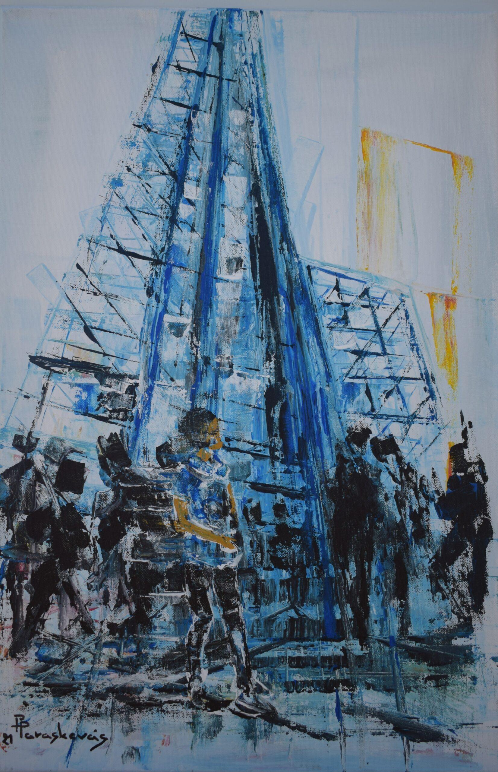 LIFE IN THE CITY I - Painting by PARASKEVAS PAPADOPOULOS