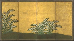 Paravent - A pair of four-fold screens with Japanese chestnut - Edo period