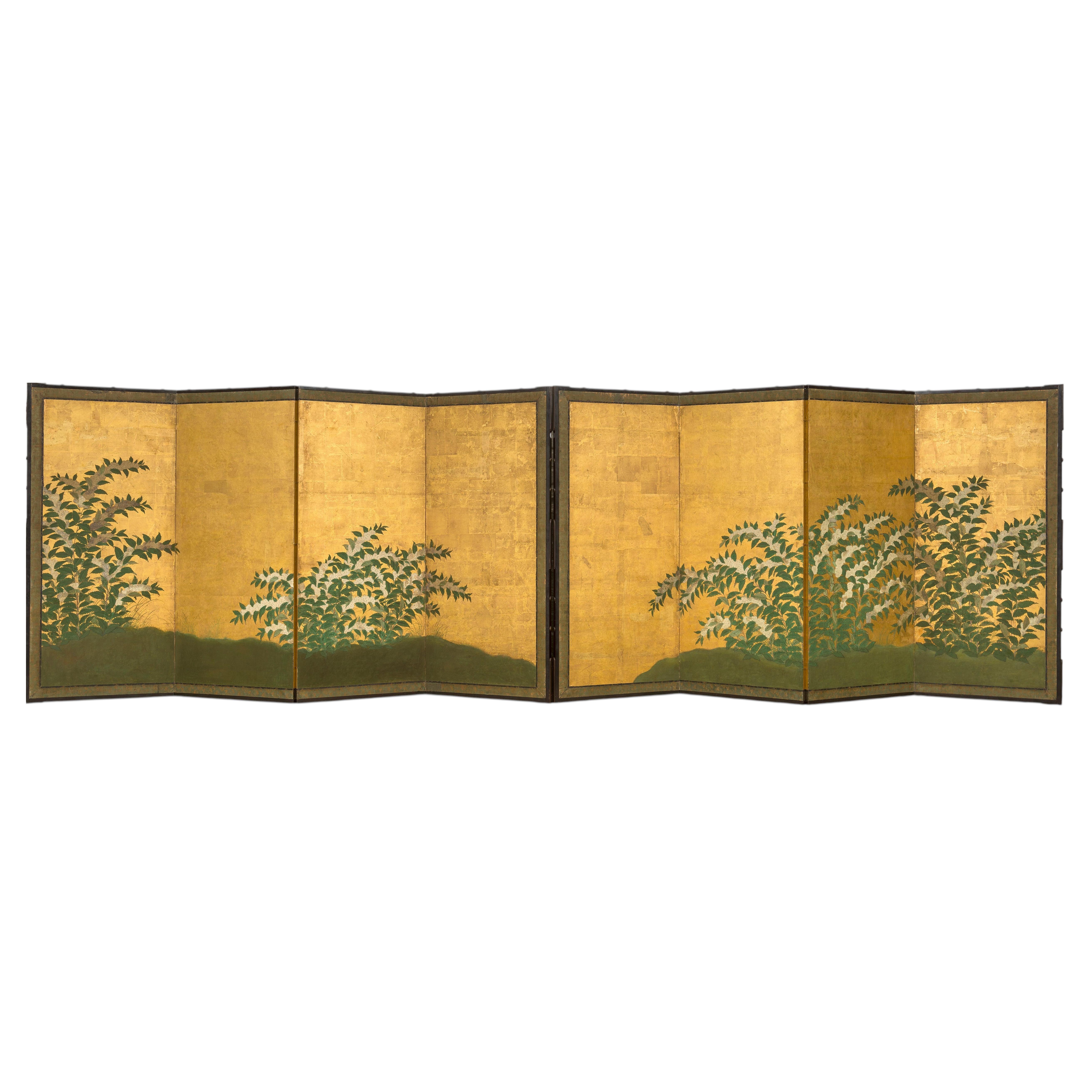 Paravent - Par de biombos cuádruples de castaño japonés - Periodo Edo en venta