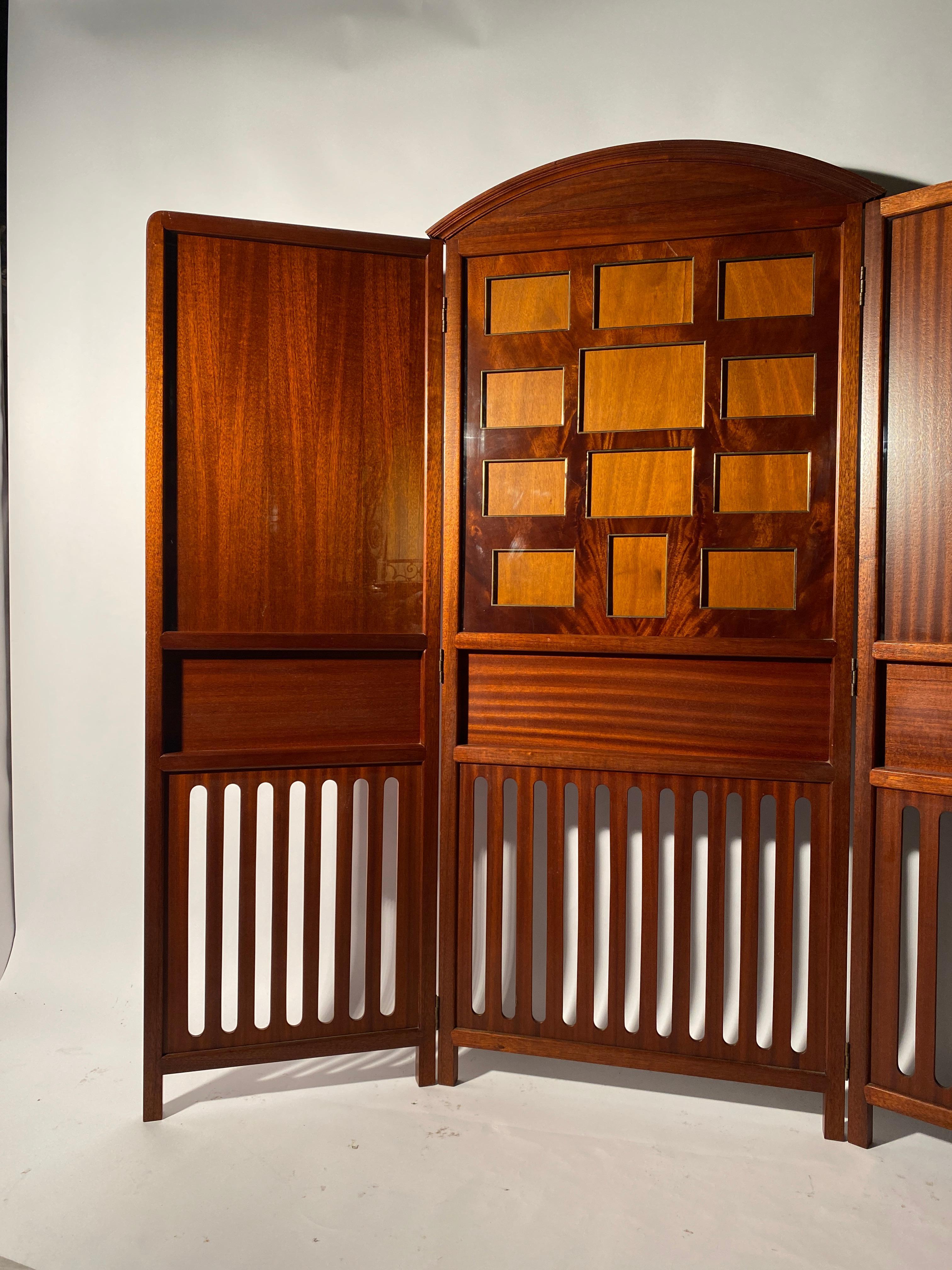 French Mahogany Screen By Madeleine Castaing For Sale