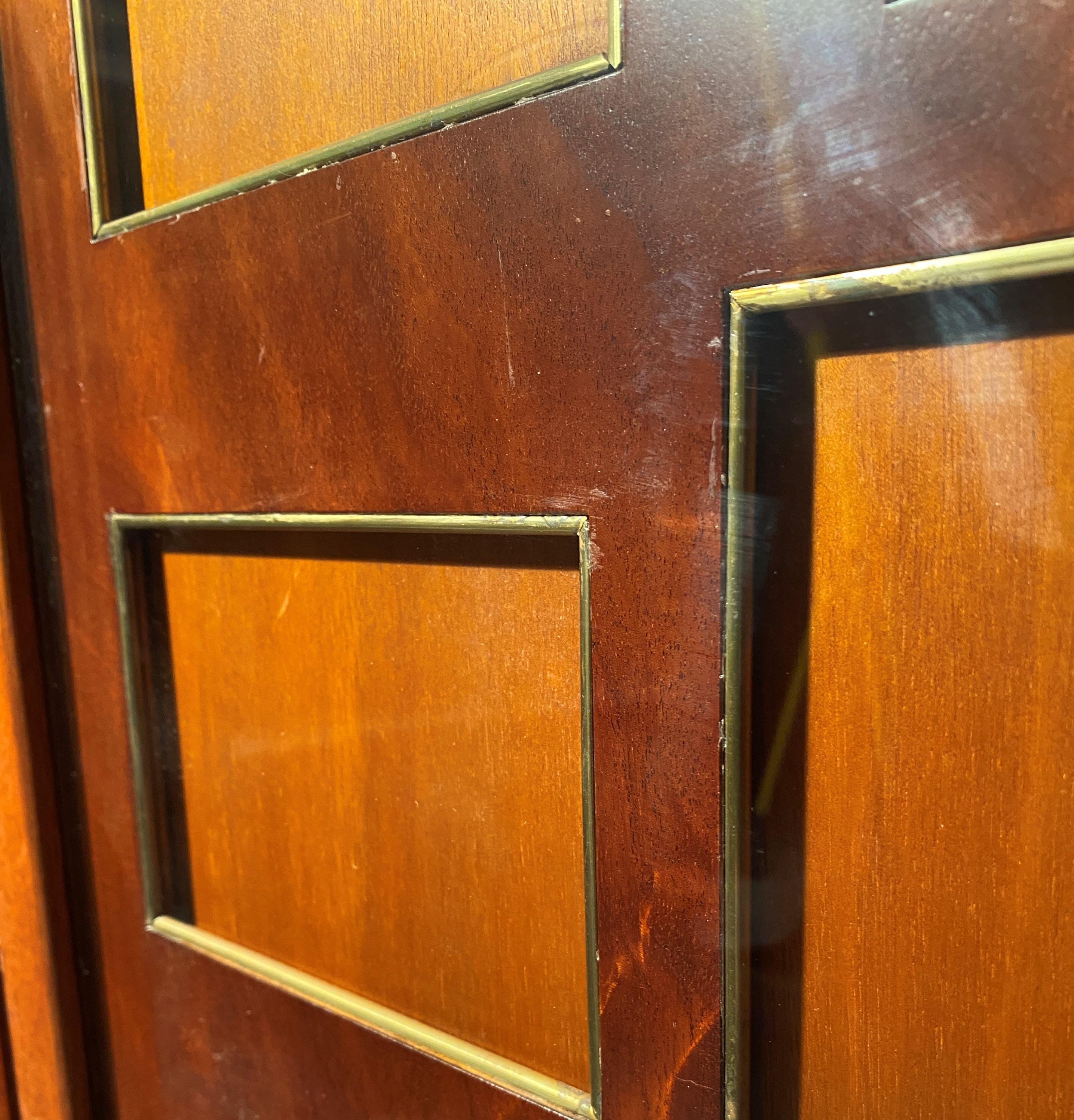 Mahogany Screen By Madeleine Castaing In Good Condition In VERSAILLES, FR