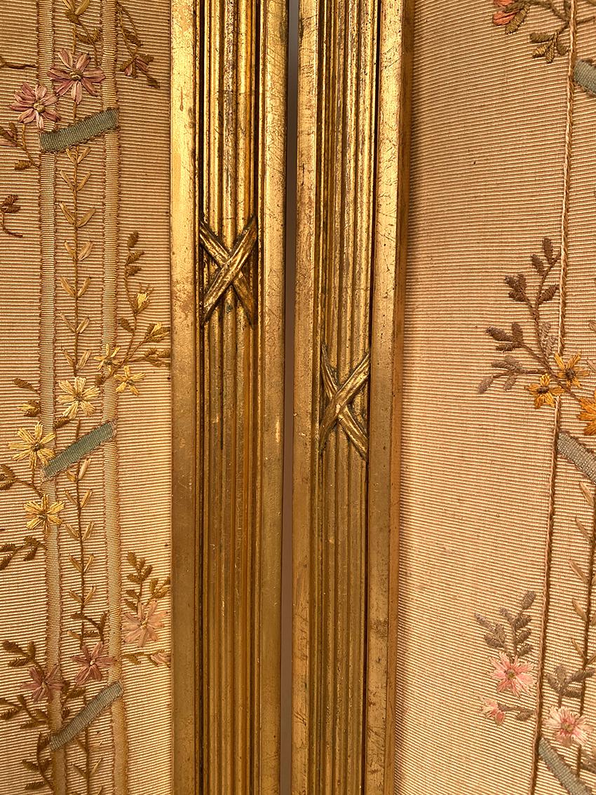 Paravent en bois doré de style Louis XVI, vers 1900 4