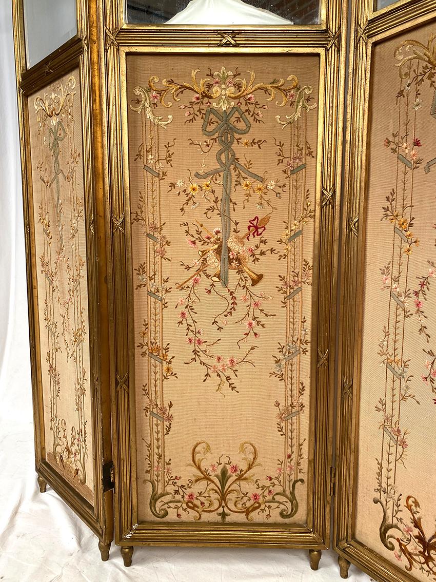 Paravent en bois doré de style Louis XVI, vers 1900 1