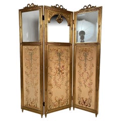 Paravent en bois doré de style Louis XVI, vers 1900