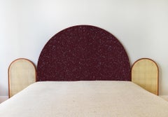 Paravent Ideal Upholstered Bed Headframe with Caning and Brick Colored Metal