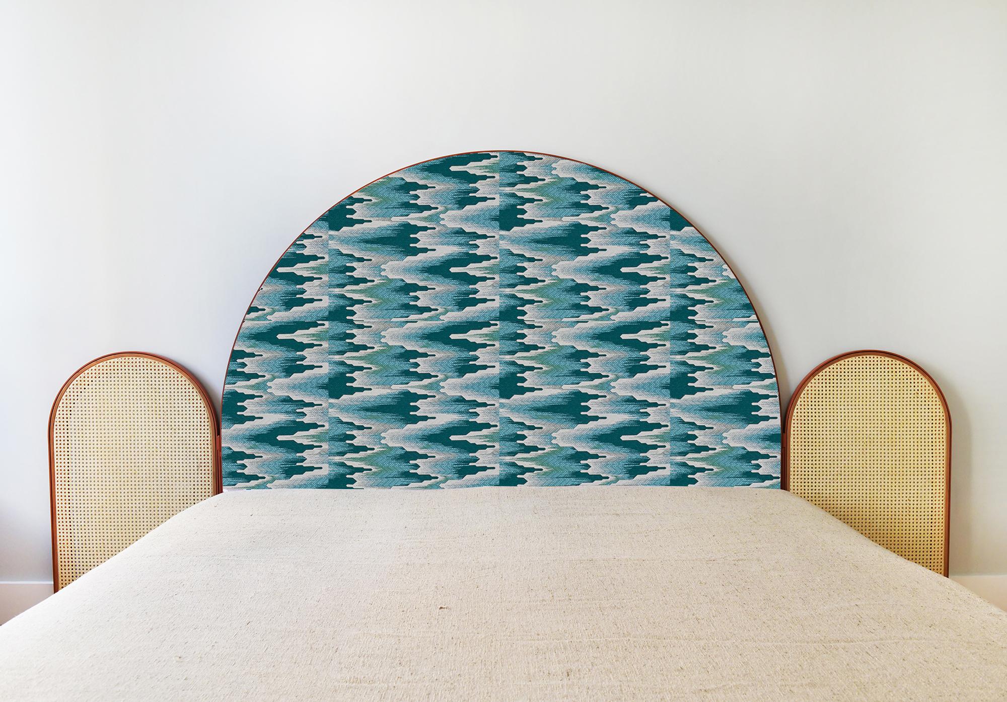 Arts and Crafts Testata del letto imbottita Paravent Ideal con canalina e metallo color mattone in vendita