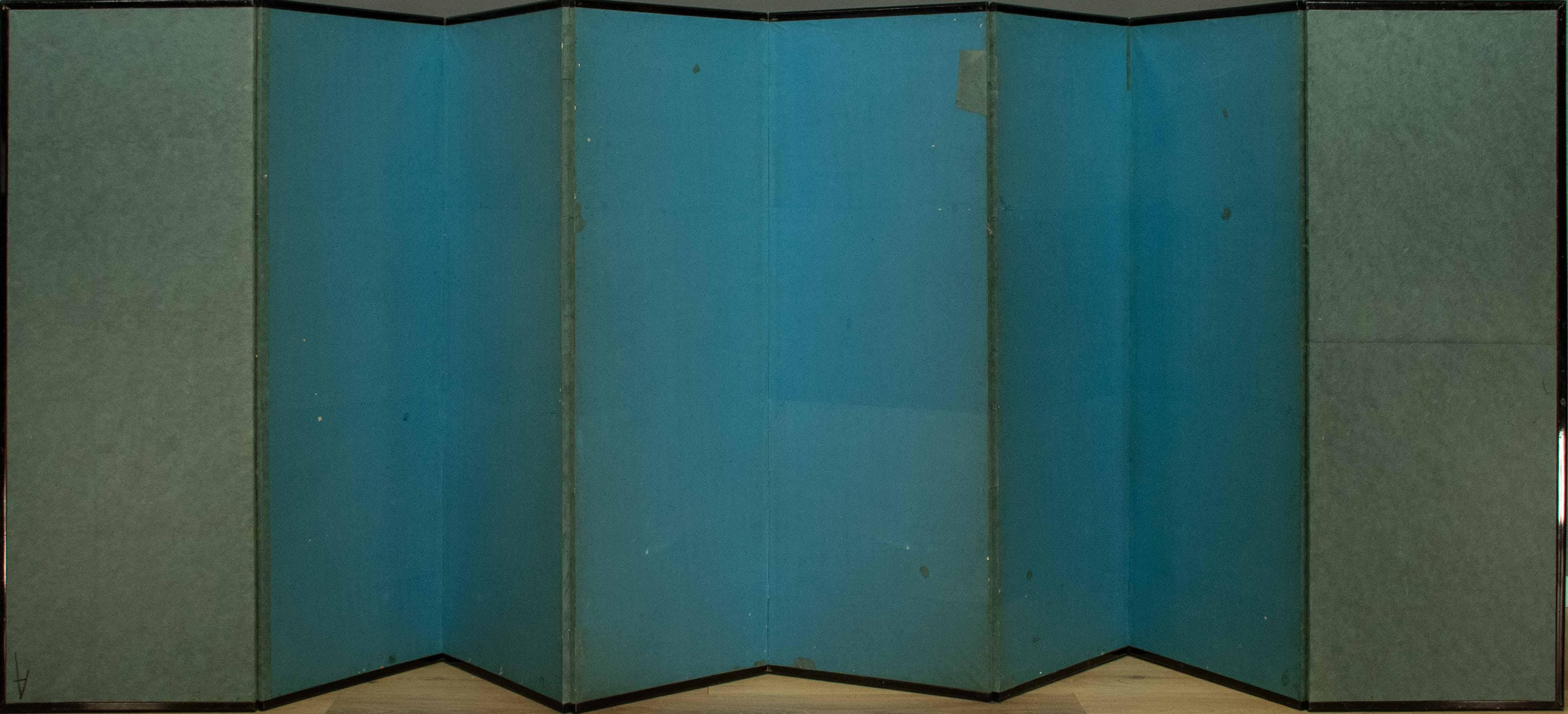 Eight-panel screen decorated with bamboo plants on gold leaf 2