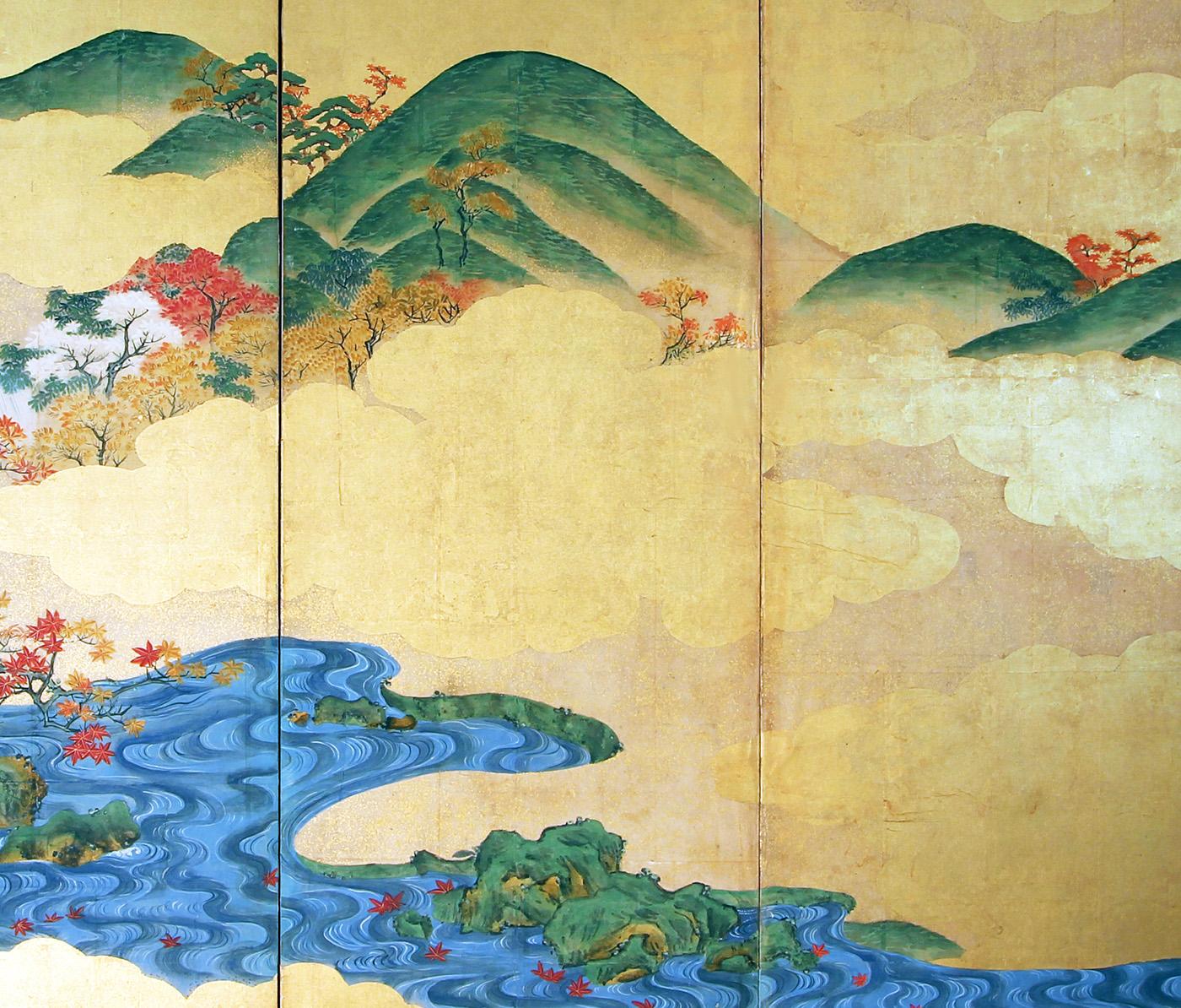 Edo Paravento a quattro pannelli - Paravento in foglia d'oro
