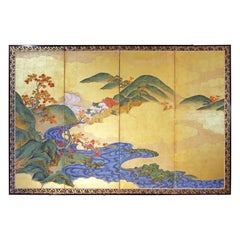 Four-panel screen - Gold leaf screen