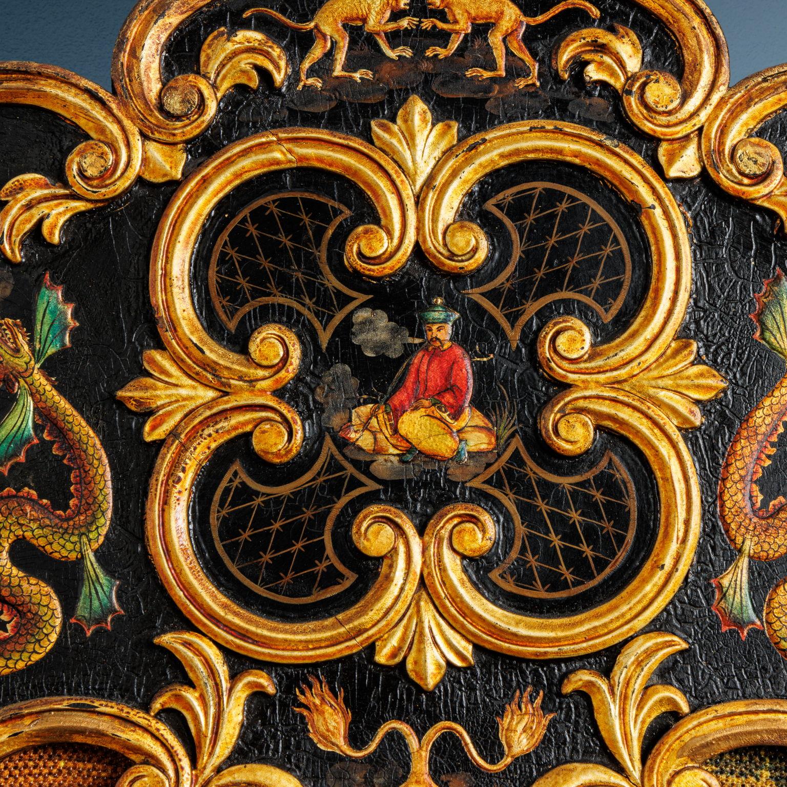 Italian Chinoiserie-style screen. Italy, second quarter 19th century For Sale