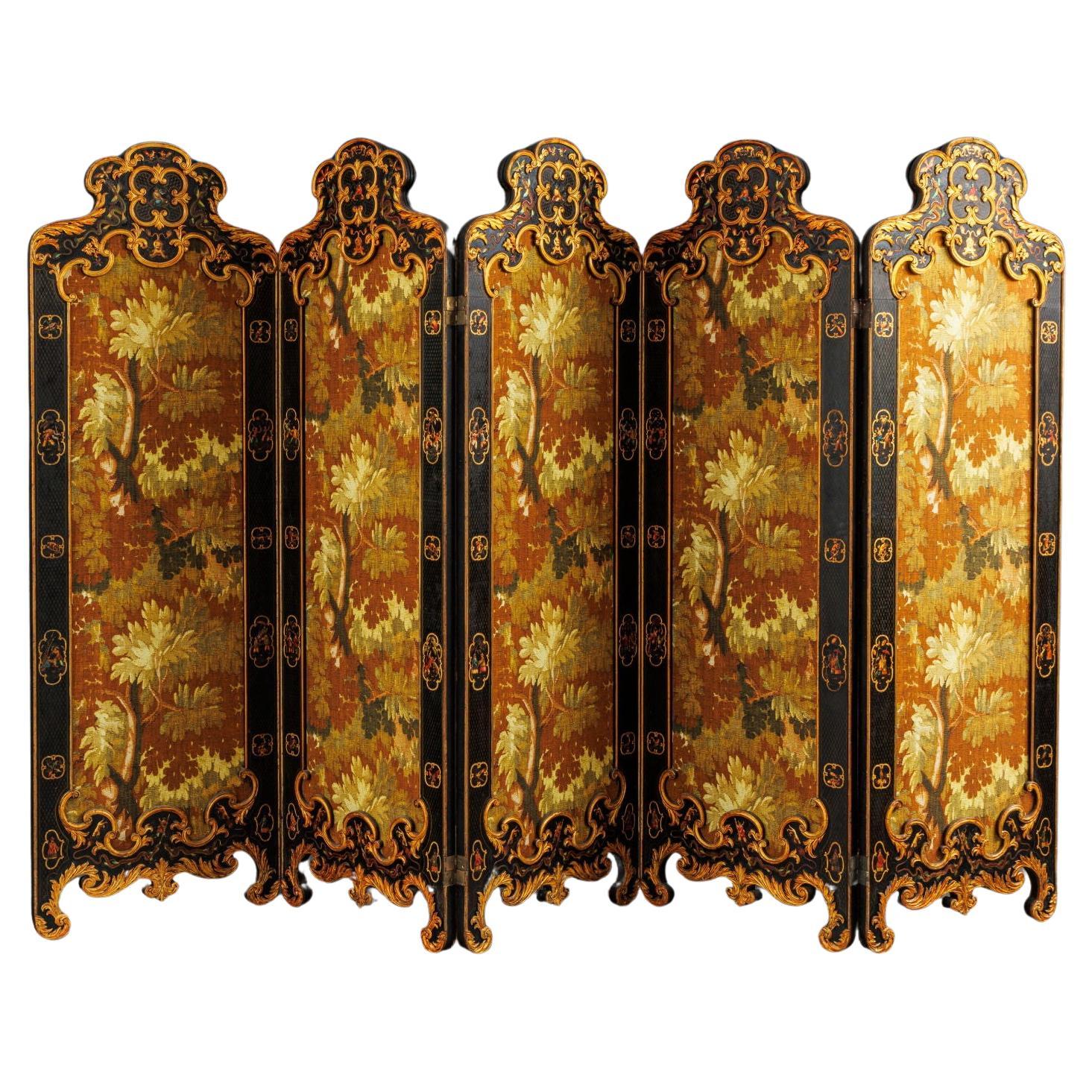Chinoiserie-style screen. Italy, second quarter 19th century For Sale