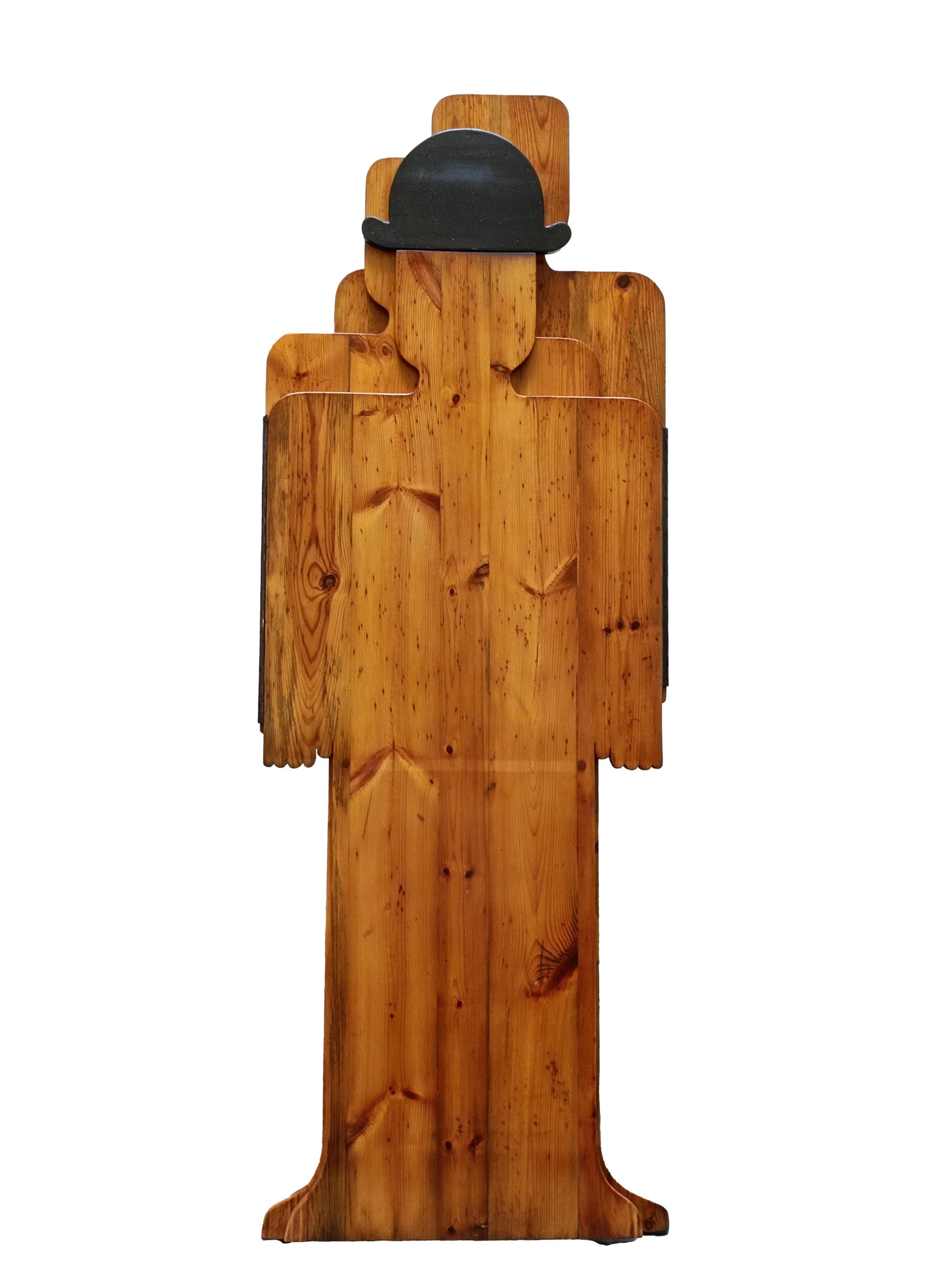 Paravento Artistico a Tre Sagome in Legno, Italia 1970s 7