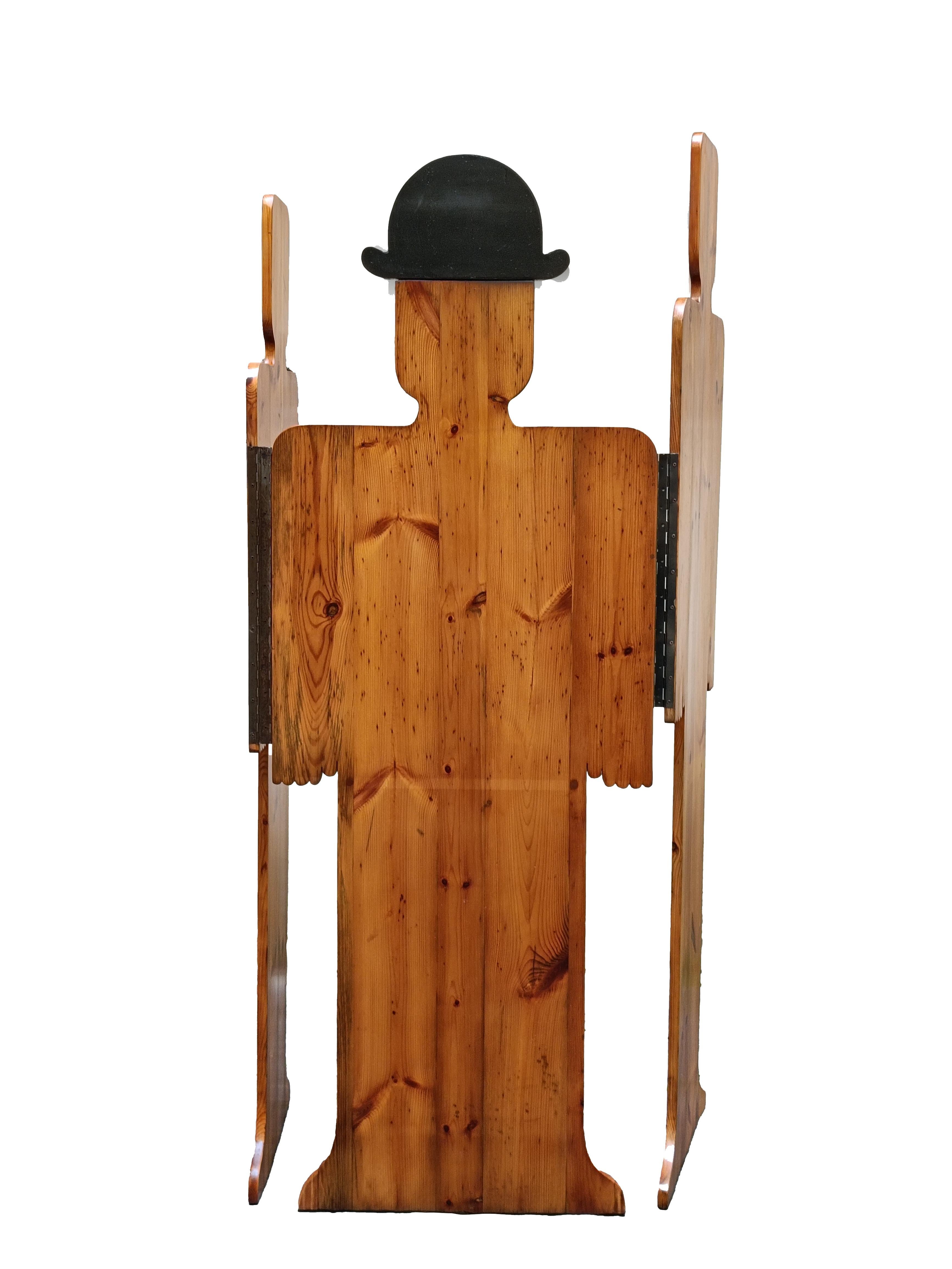 Fine XX secolo Paravento Artistico a Tre Sagome in Legno, Italia 1970s