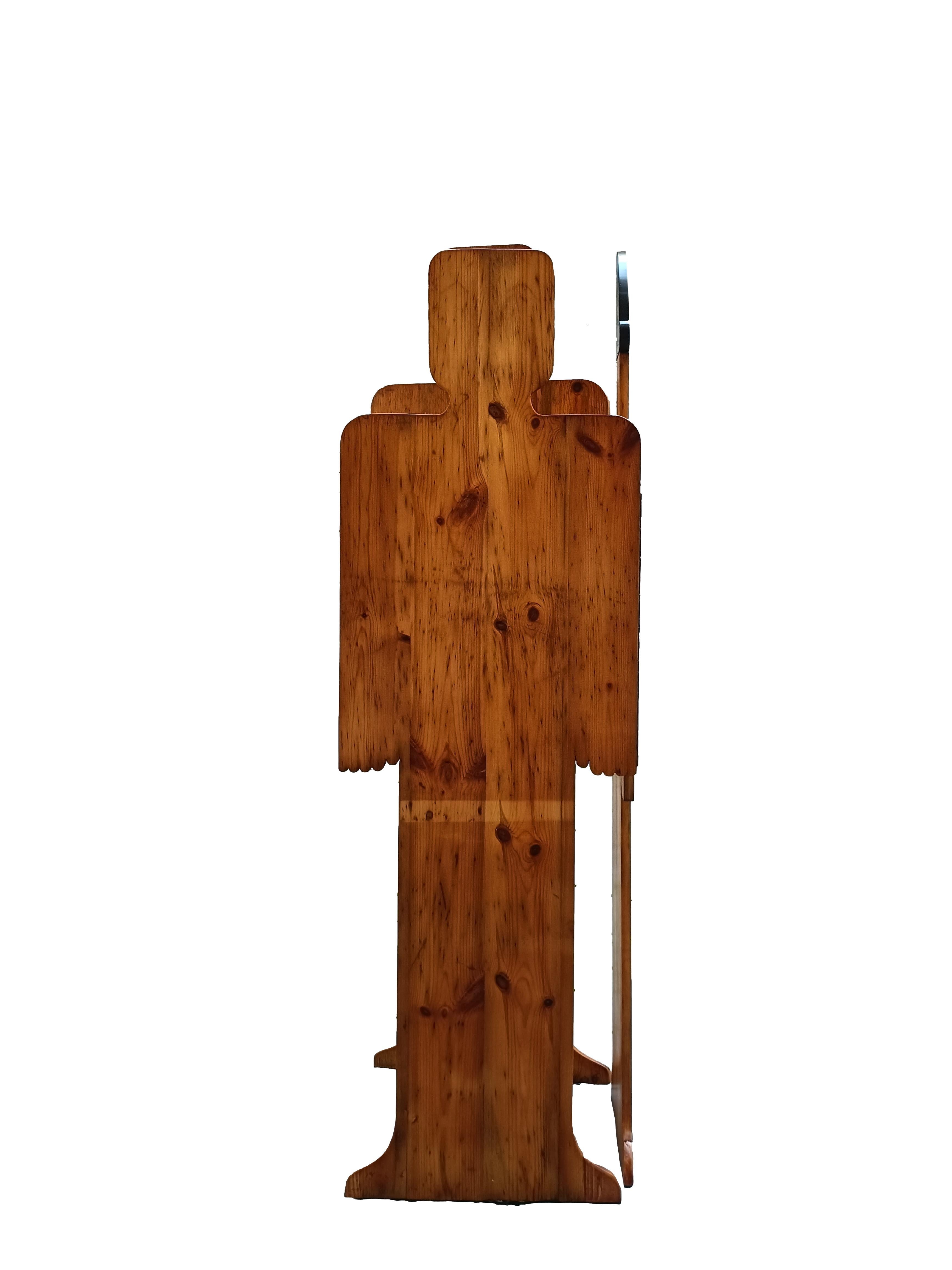 Paravento Artistico a Tre Sagome in Legno, Italia 1970s 1