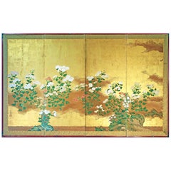 Four-panel golden screen of Rinpa school