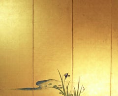 Paravento Giapponese a sei pannelli su foglia d'oro.