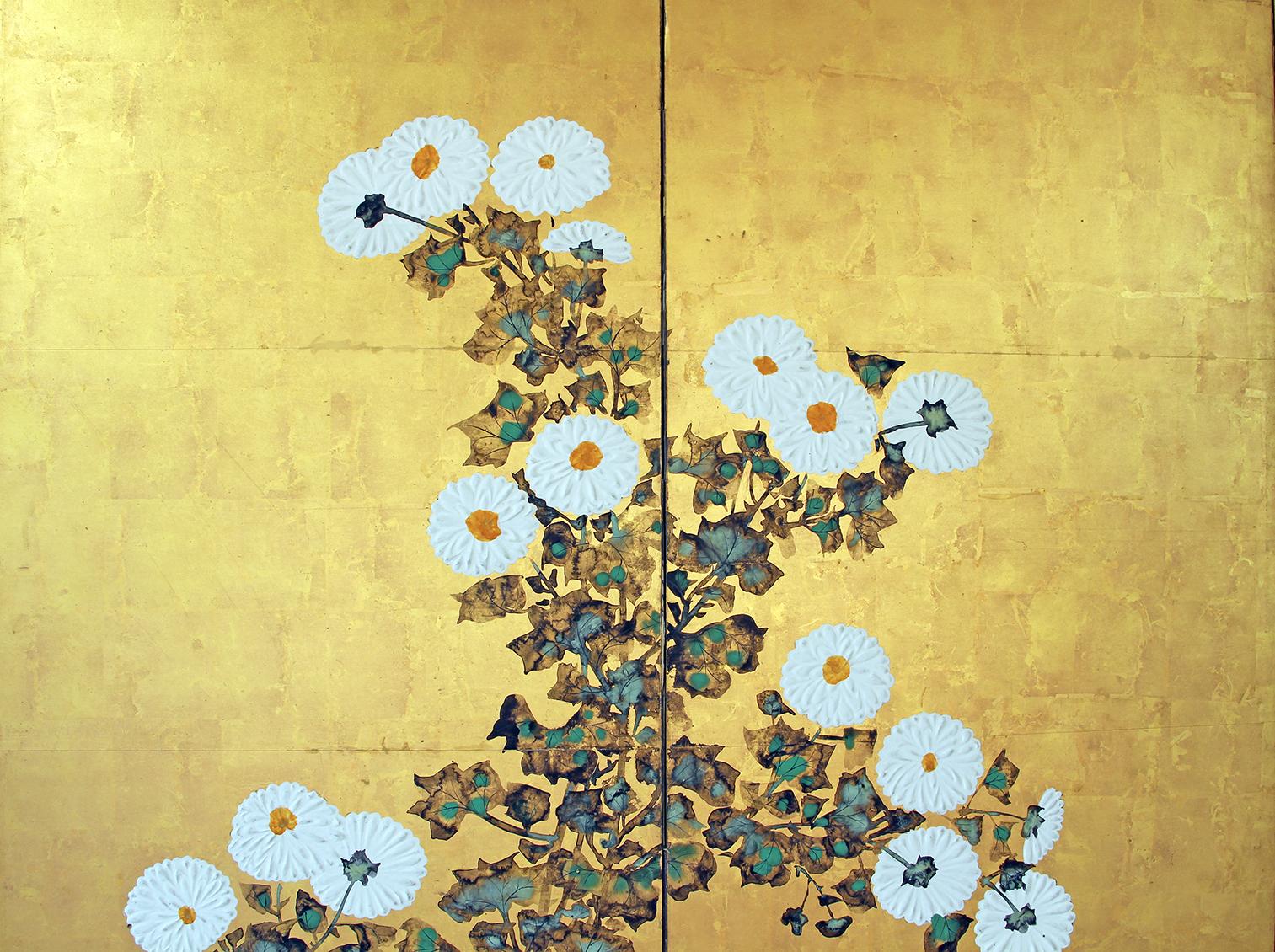 Edo Paravento Giapponese -  Foglia d'oro For Sale