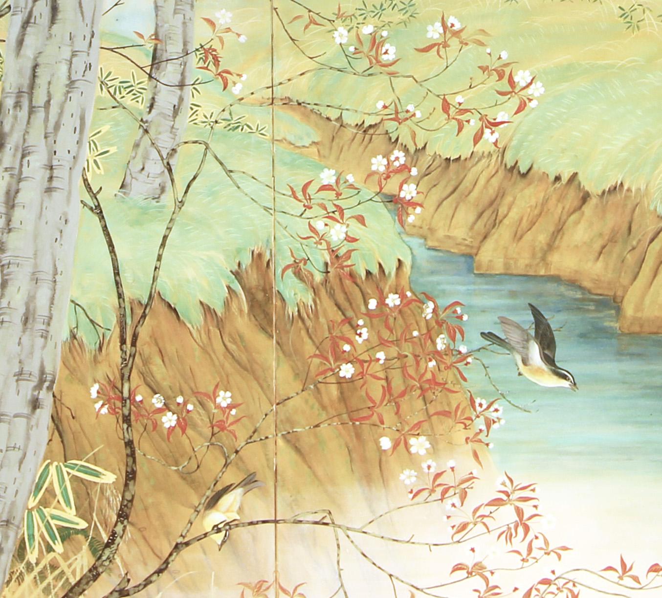 20th Century Paravento Giapponese - Paesaggio a due pannelli