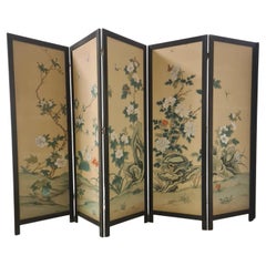 Oriental screen painted on rice paper 1970s'