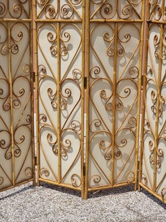 Bamboo and rattan folding screen, 1950s