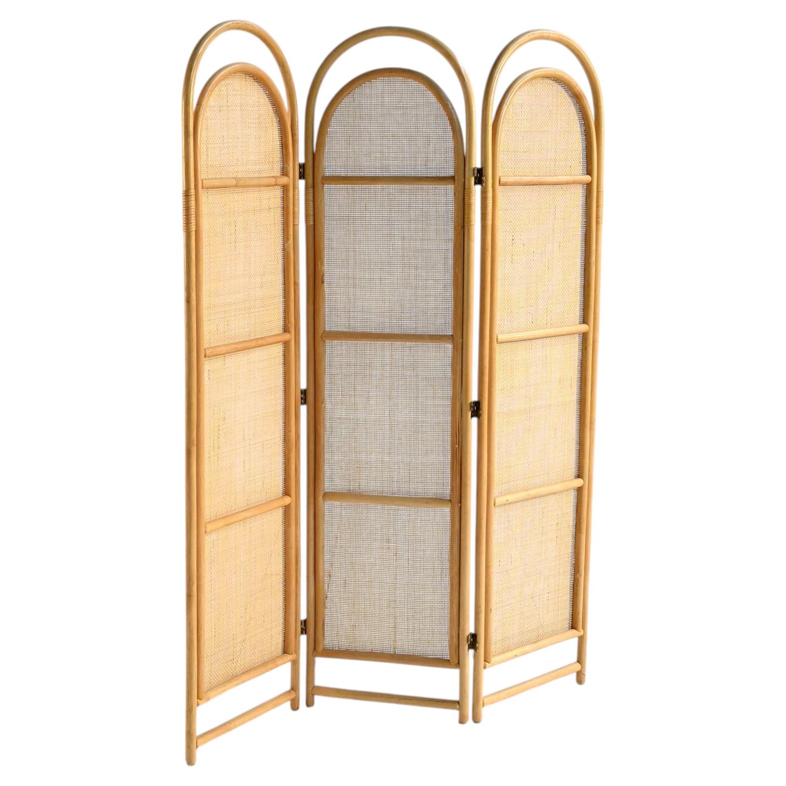Bamboo and rattan folding screen, Scandinavia, second half of 1900s
