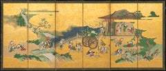 Paravents - A pair of six-fold screens depicting Chinese children, Kano school