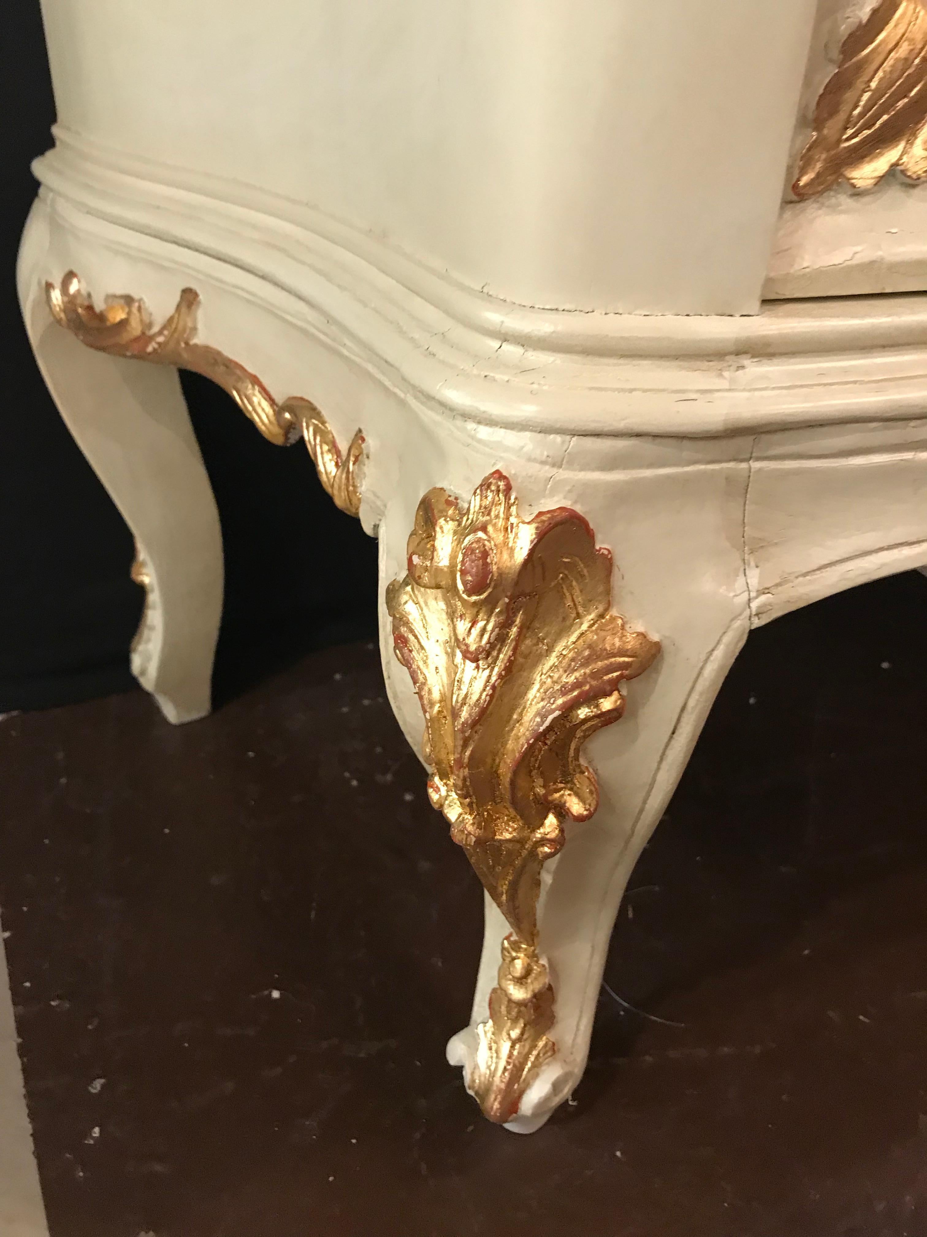 Parcel-Gilt and Paint Decorated Two-Drawer and Two-Door Louis XV Style Cabinet 5