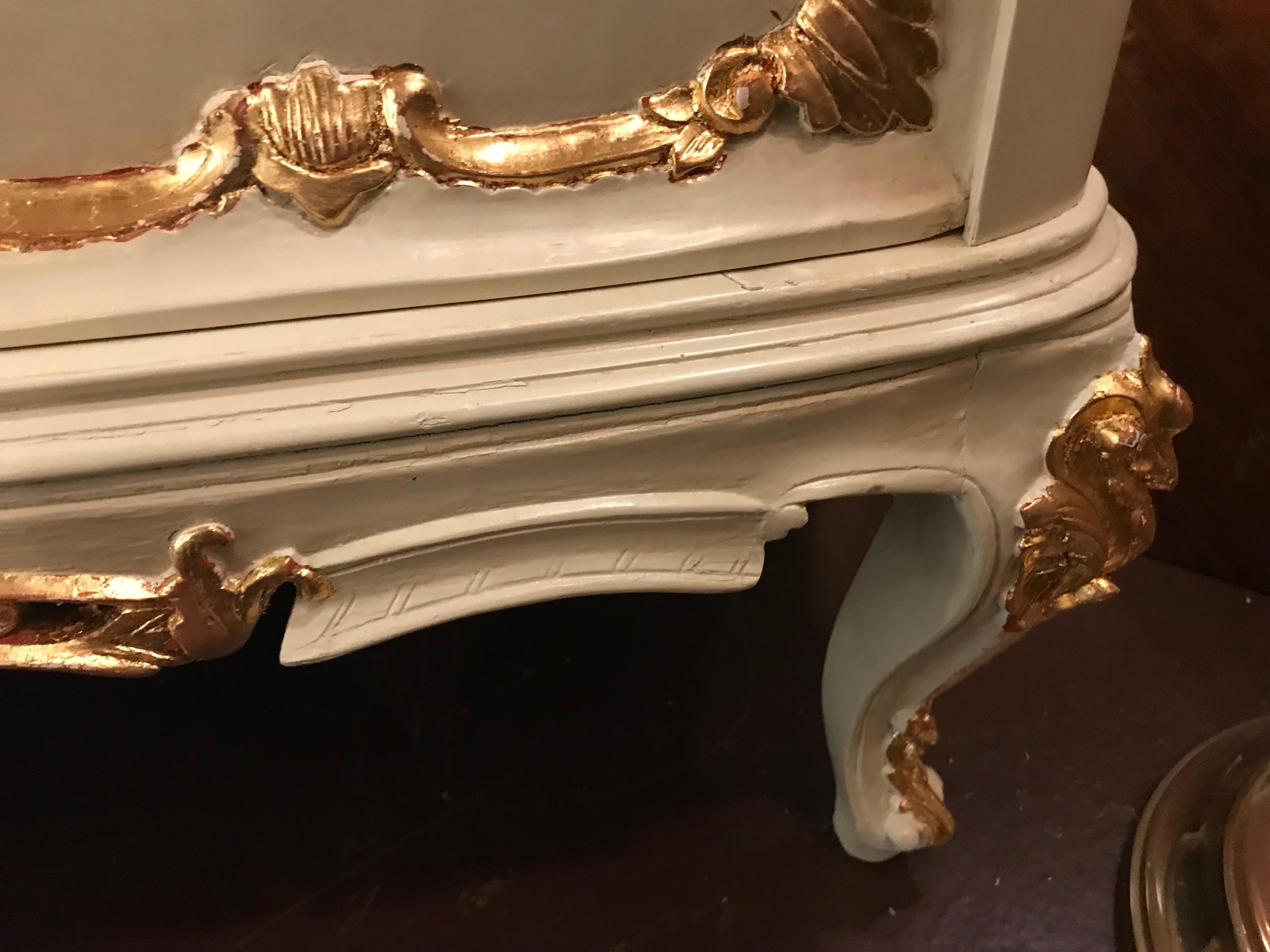 Parcel-Gilt and Paint Decorated Two-Drawer and Two-Door Louis XV Style Cabinet 9