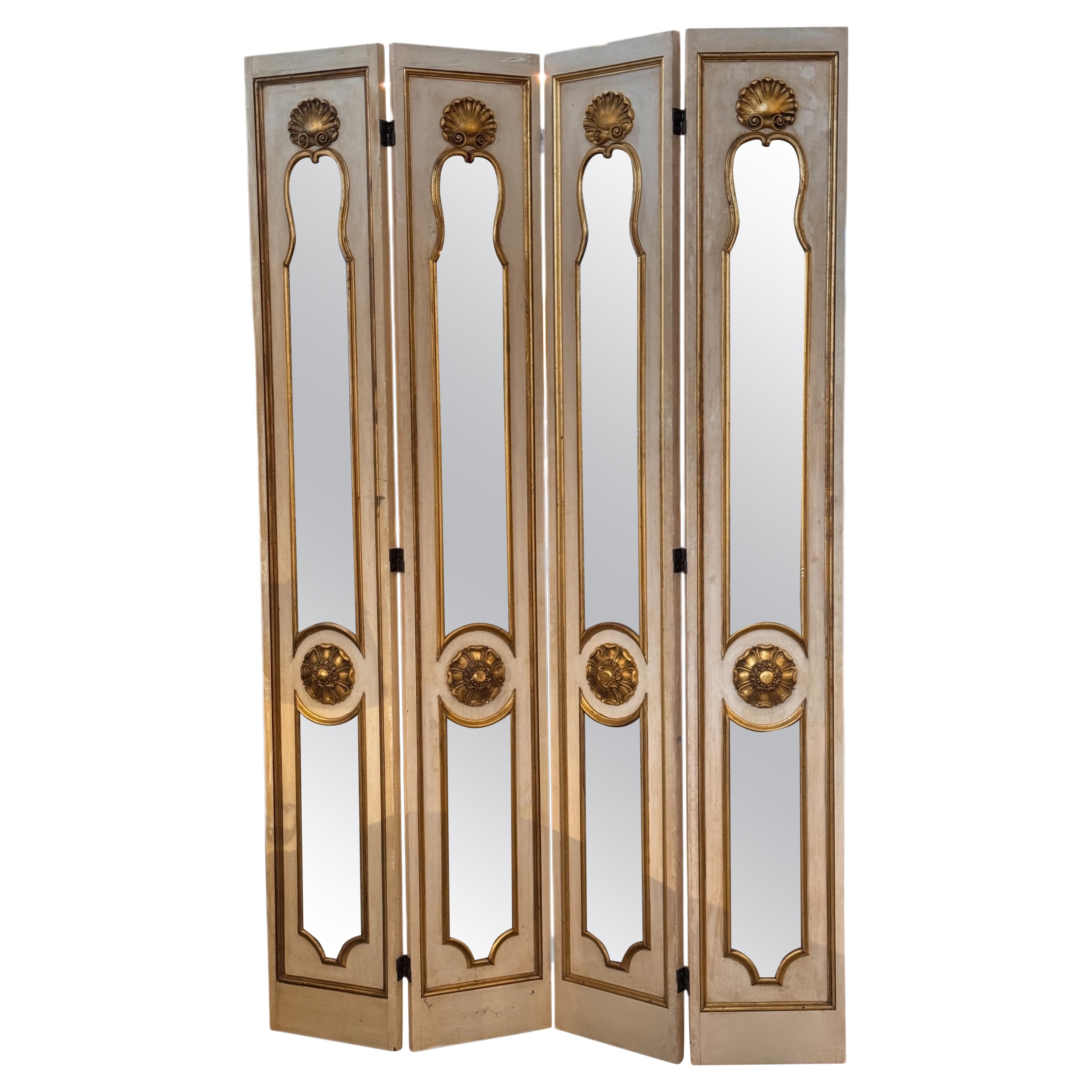 Parcel-Gilt and Painted Mirrored Screen im Angebot