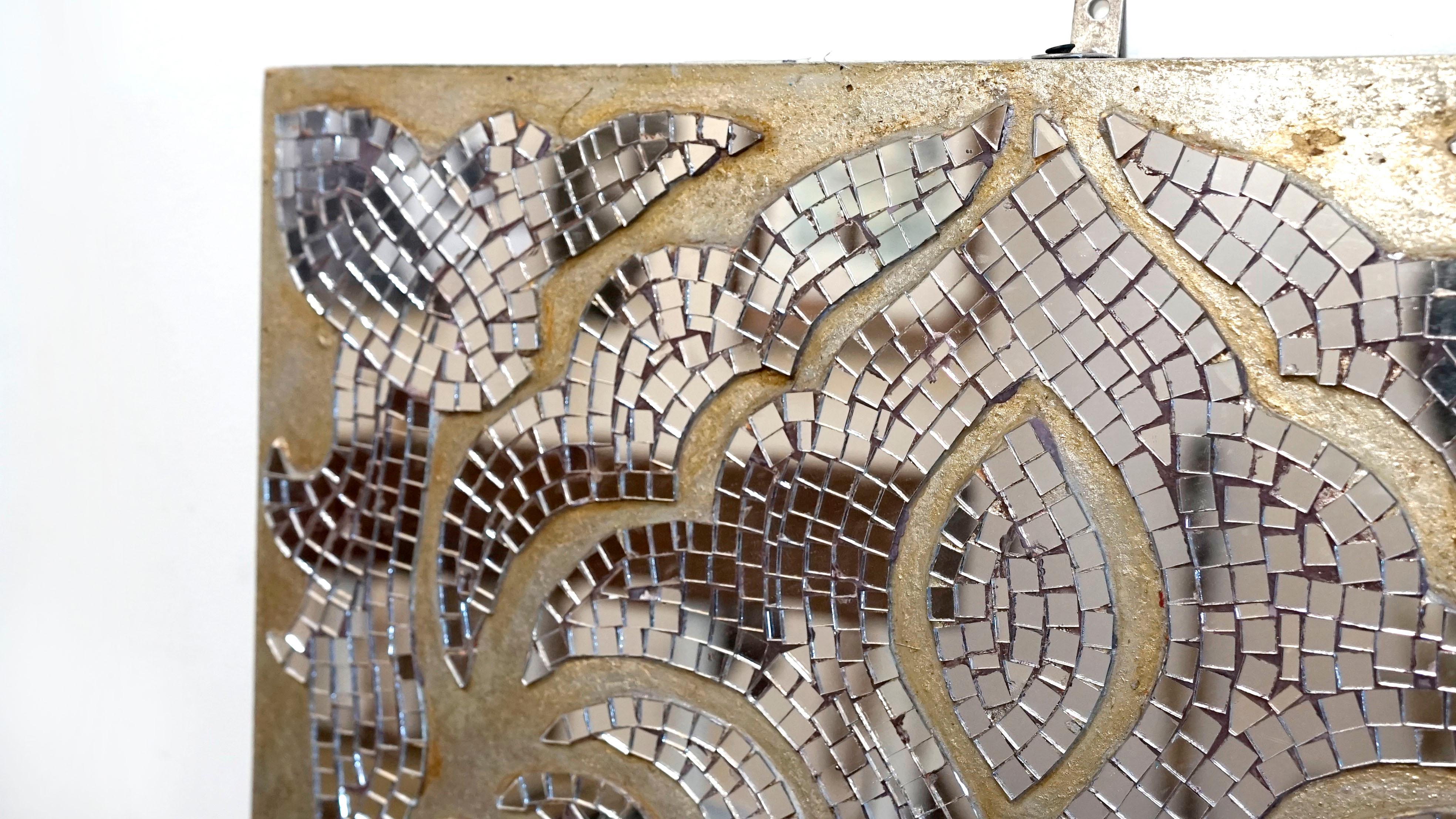mirrored damask mosaic wall panel