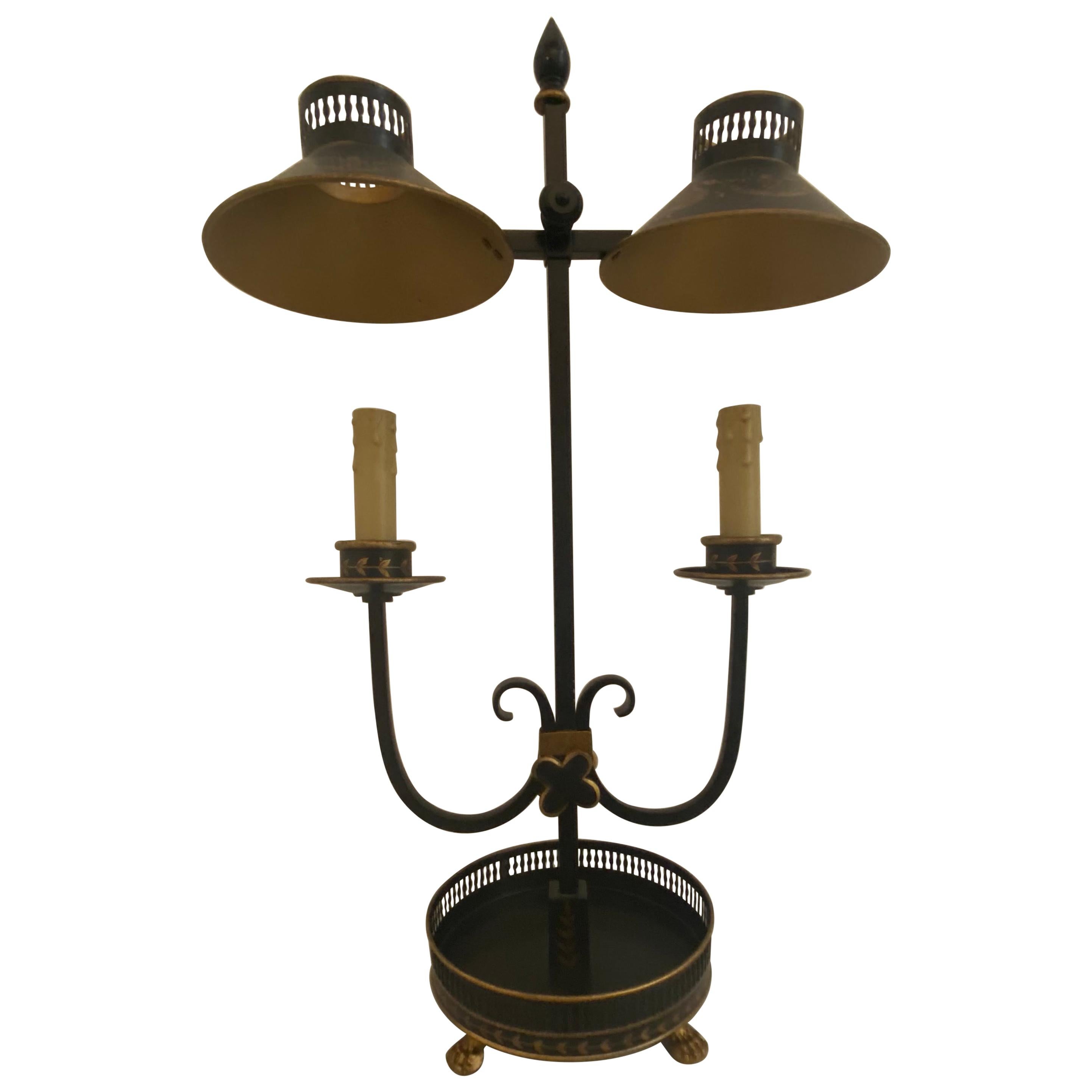Lampe de Table à Deux Lumières de Style Bouilotte en Forme de Parcel Doré
