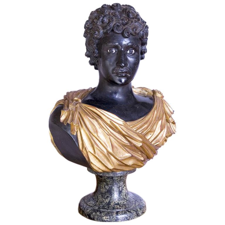 Parcel Gilt Bust of Roman For Sale