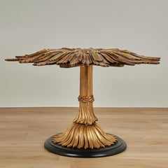 Parcel Gilt Carved Wood Flower Dining or Center Table