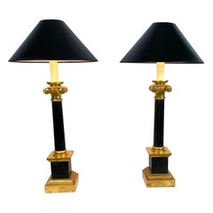 Parcel Gilt Column Lamps Set of 2