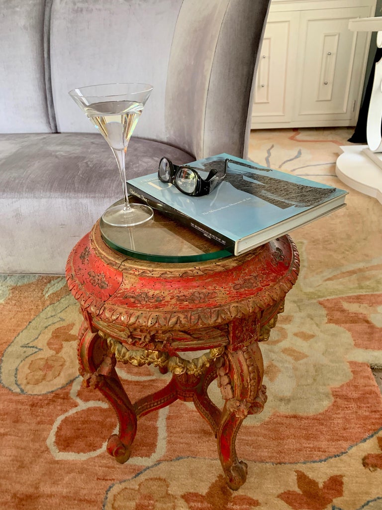 Parcel Gilt Hand Carved French Martini Table For Sale at 1stdibs