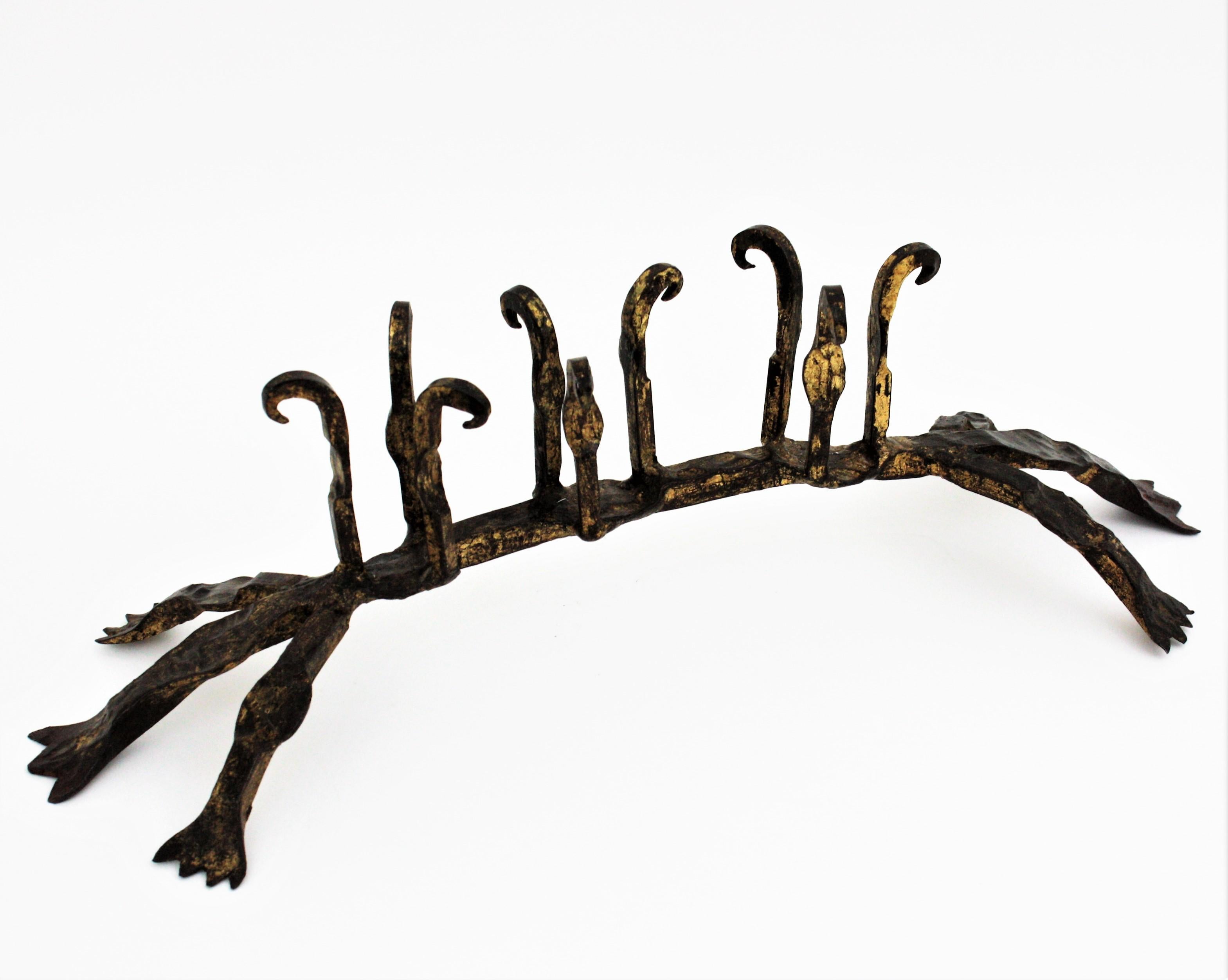 Hand Forged Iron Candle Holder in Medieval Style For Sale 1