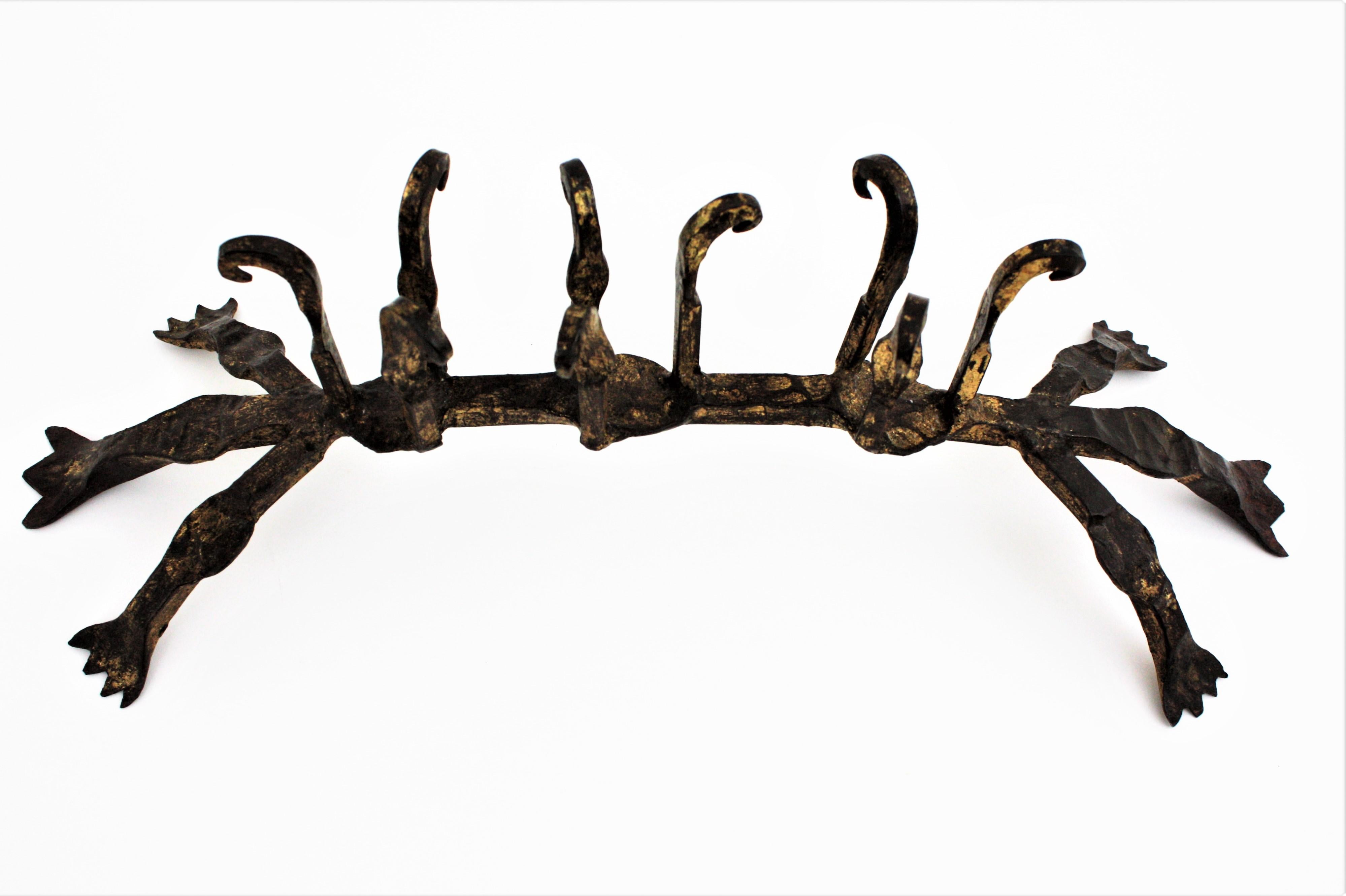 19th Century Hand Forged Iron Candle Holder in Medieval Style For Sale