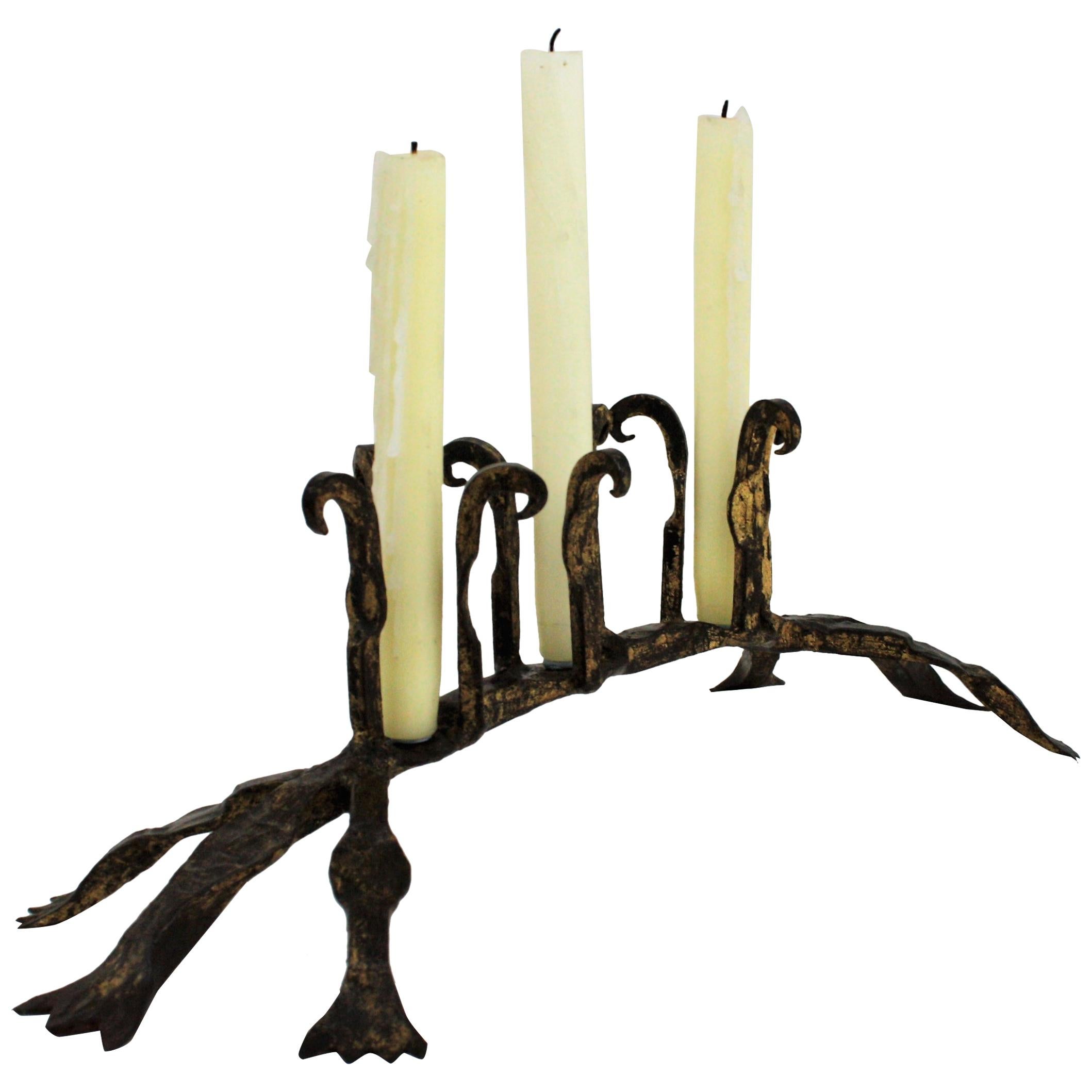 Hand Forged Iron Candle Holder in Medieval Style