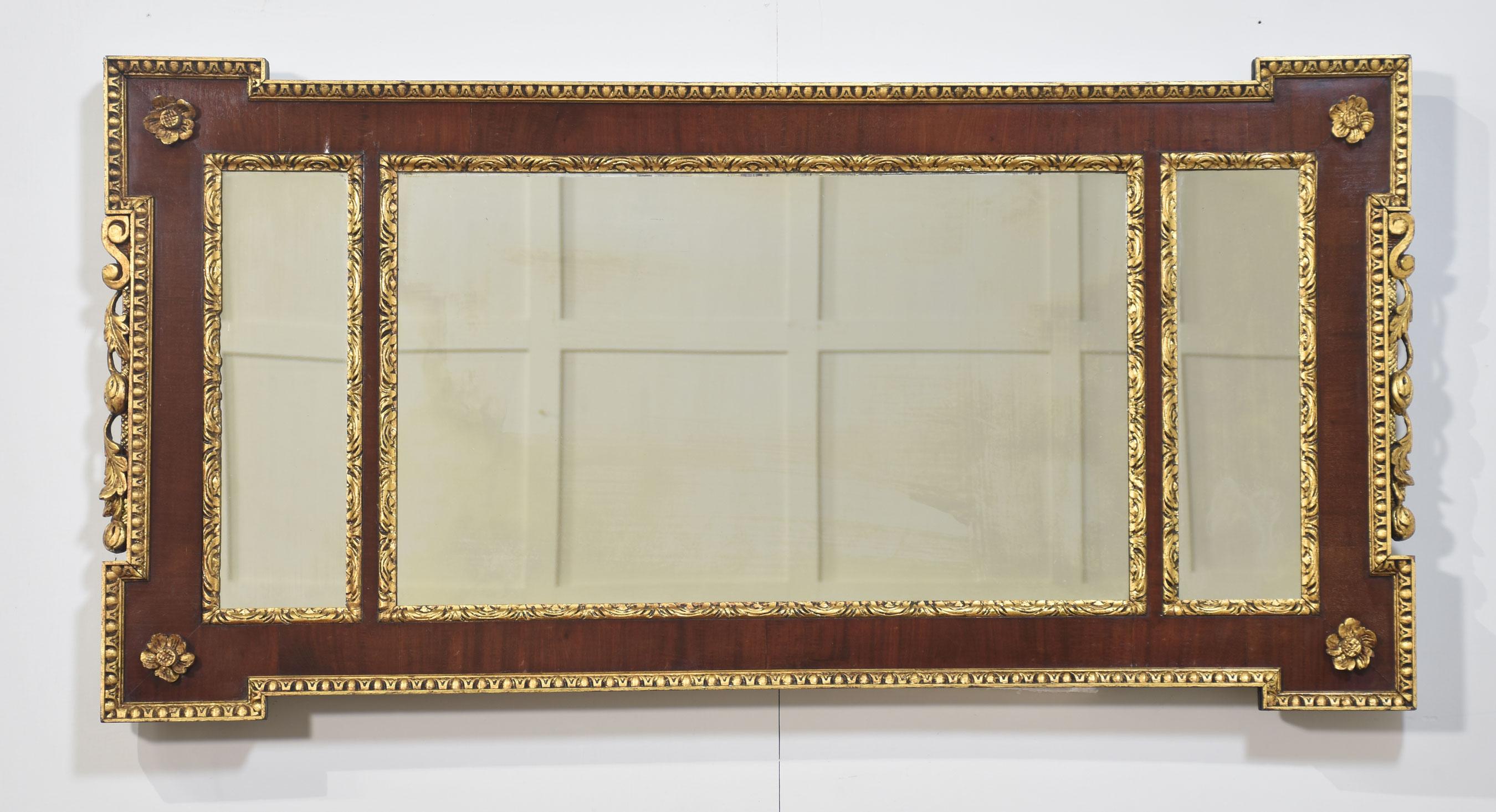 British Parcel-gilt mahogany overmantle mirror For Sale